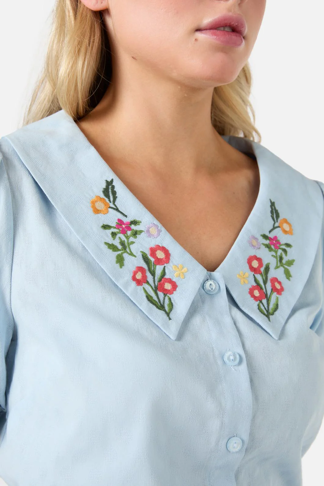 Lattice Embroidered Blouse - Image 3
