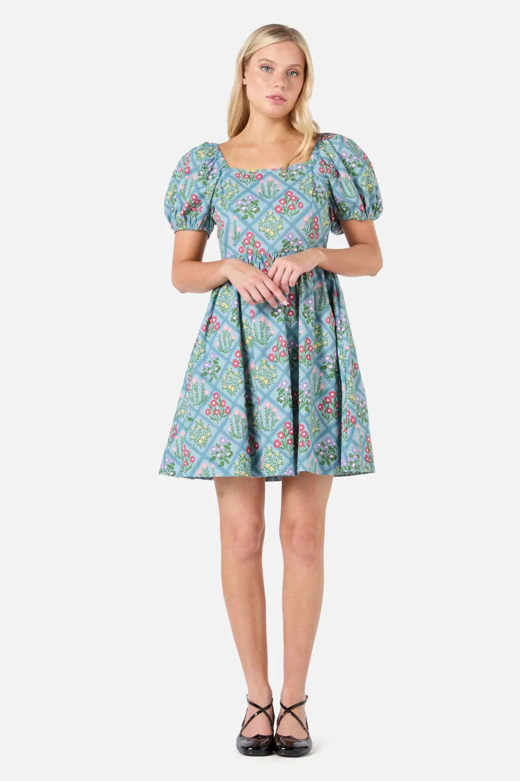 Lattice Floral Mini Dress - Image 3