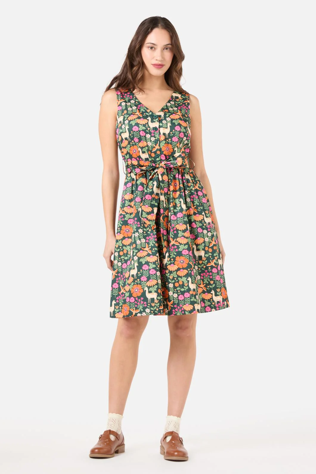Llama V Neck Sleeveless Dress - Image 3