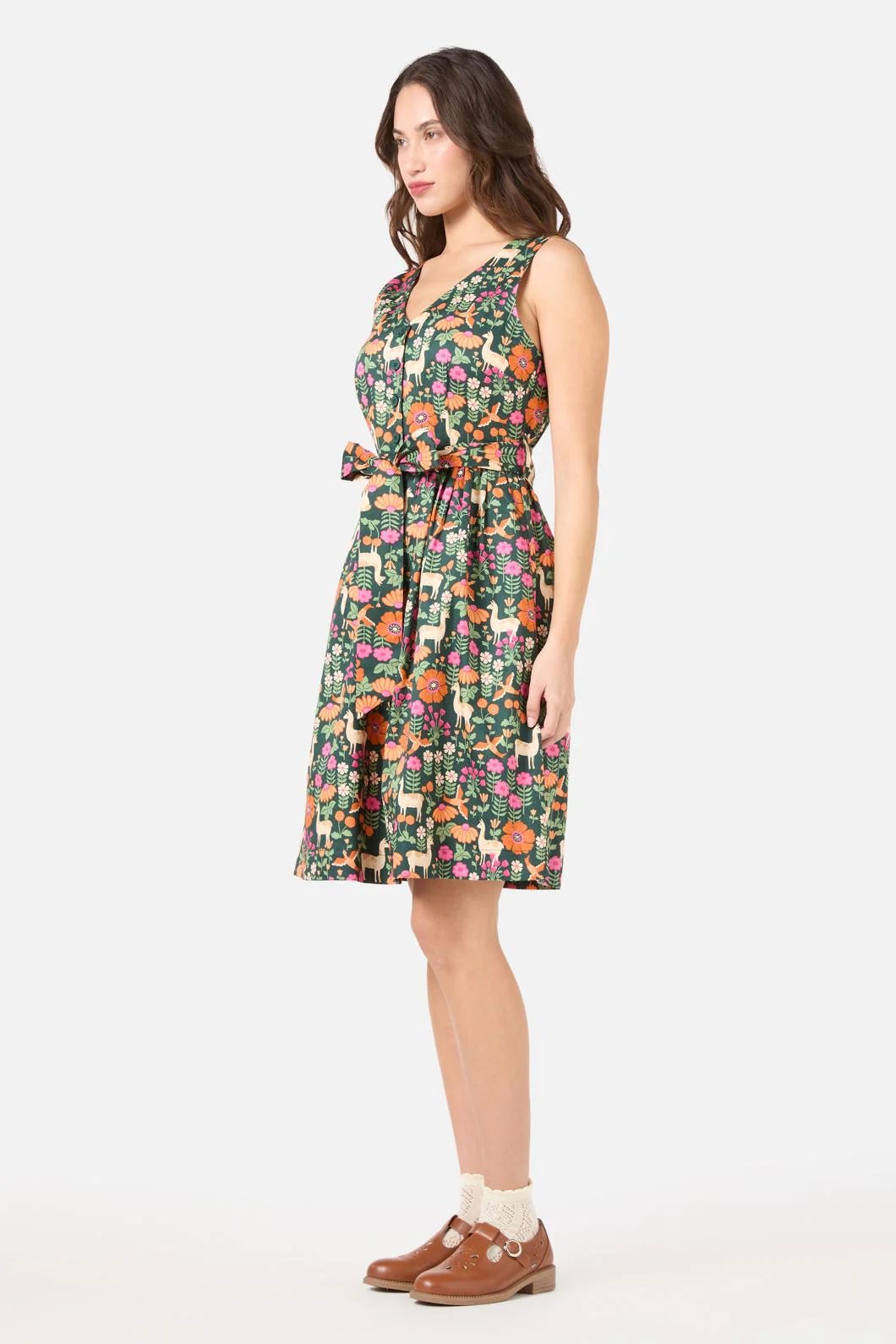 Llama V Neck Sleeveless Dress - Image 5