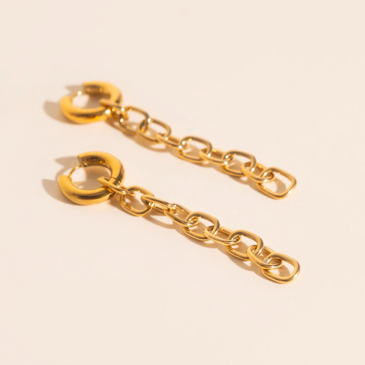 Long Chain Chunky Huggie Hoop Charms - Image 3