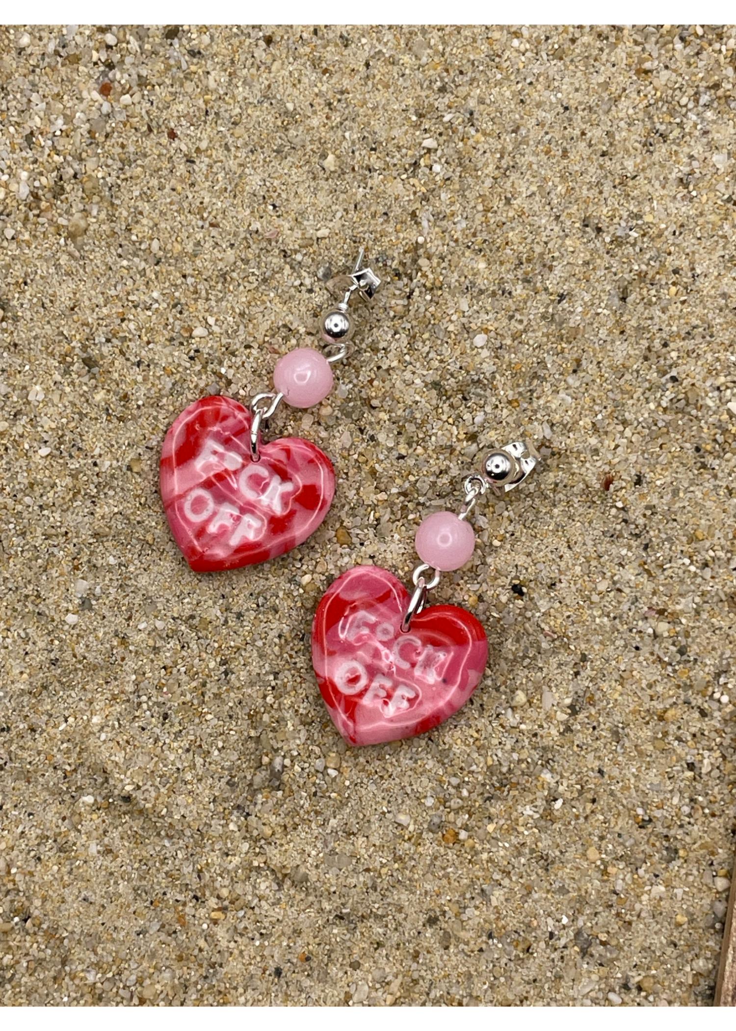 F*ck Off Candy Heart Earrings - Image 3