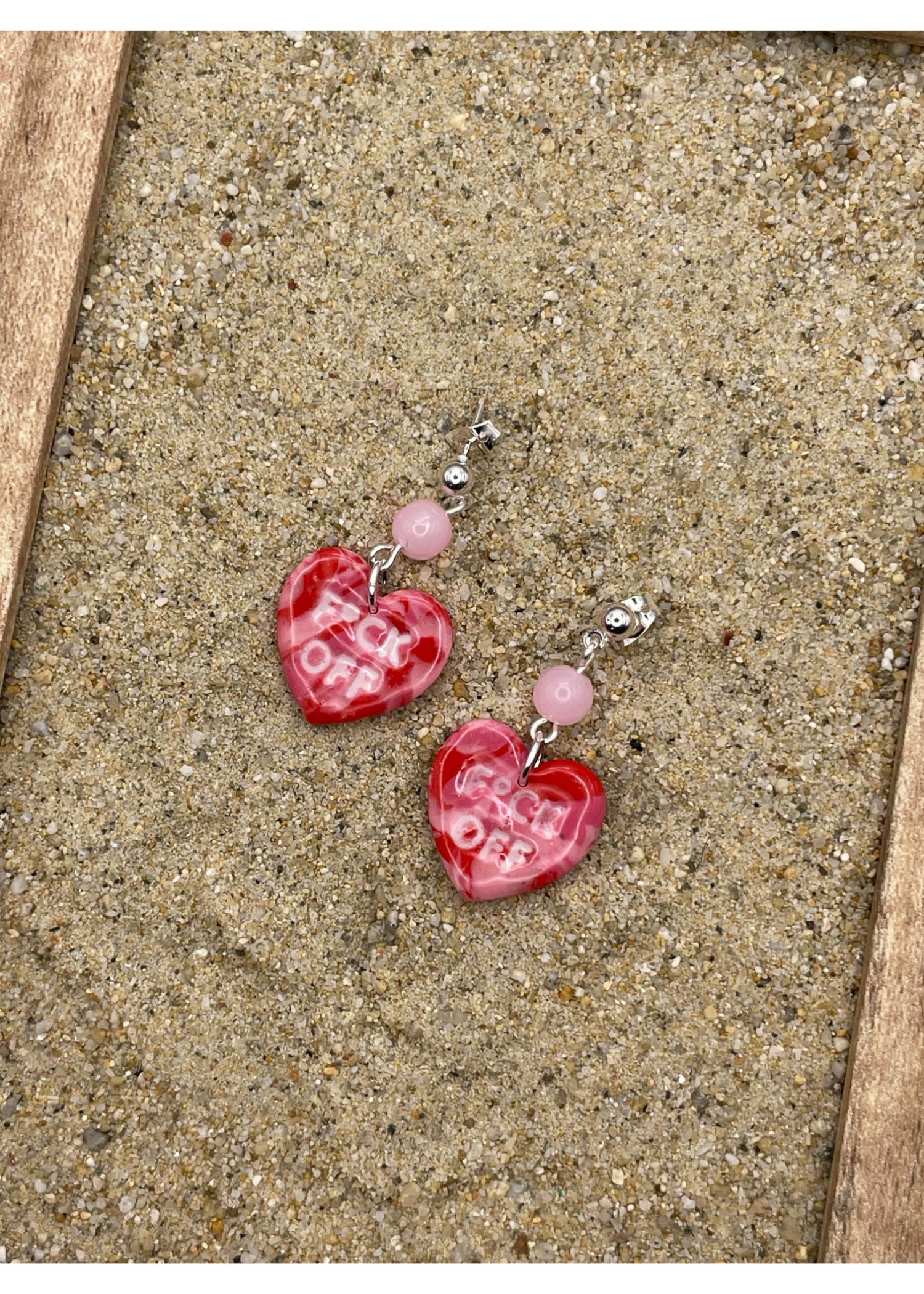 F*ck Off Candy Heart Earrings - Image 4
