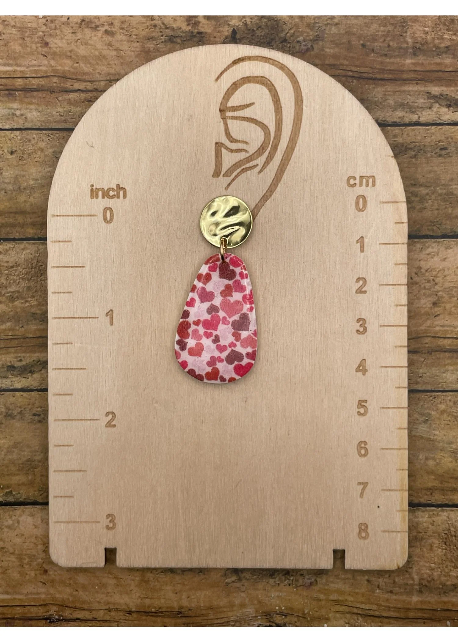 Heart Printed Teardrop Dangle Earrings - Image 2