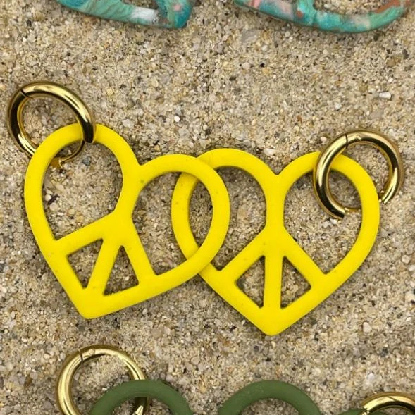 Peace Heart Dangly Hoop Earrings - Image 3