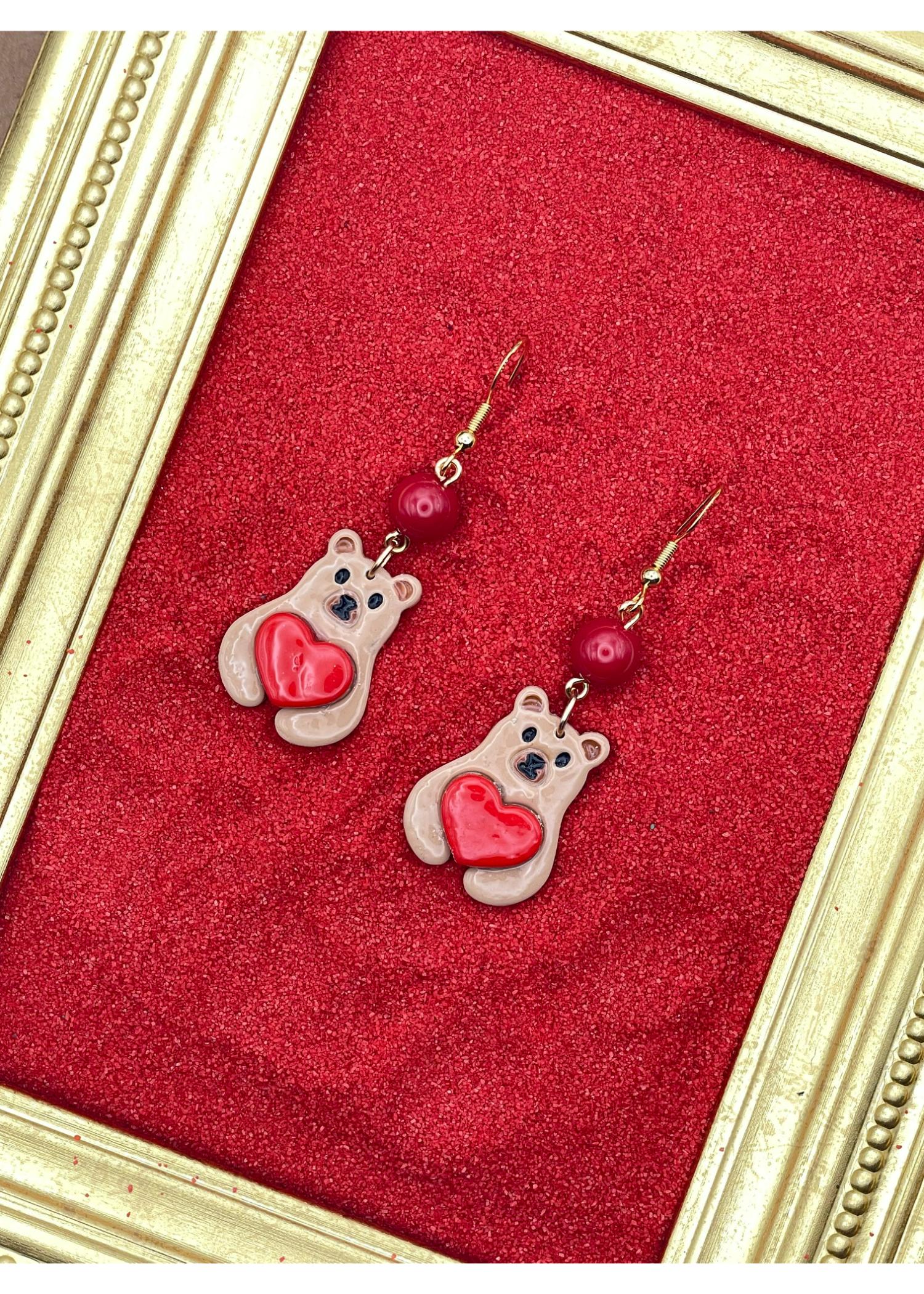 Lovie Bear with Heart Earrings - Image 3