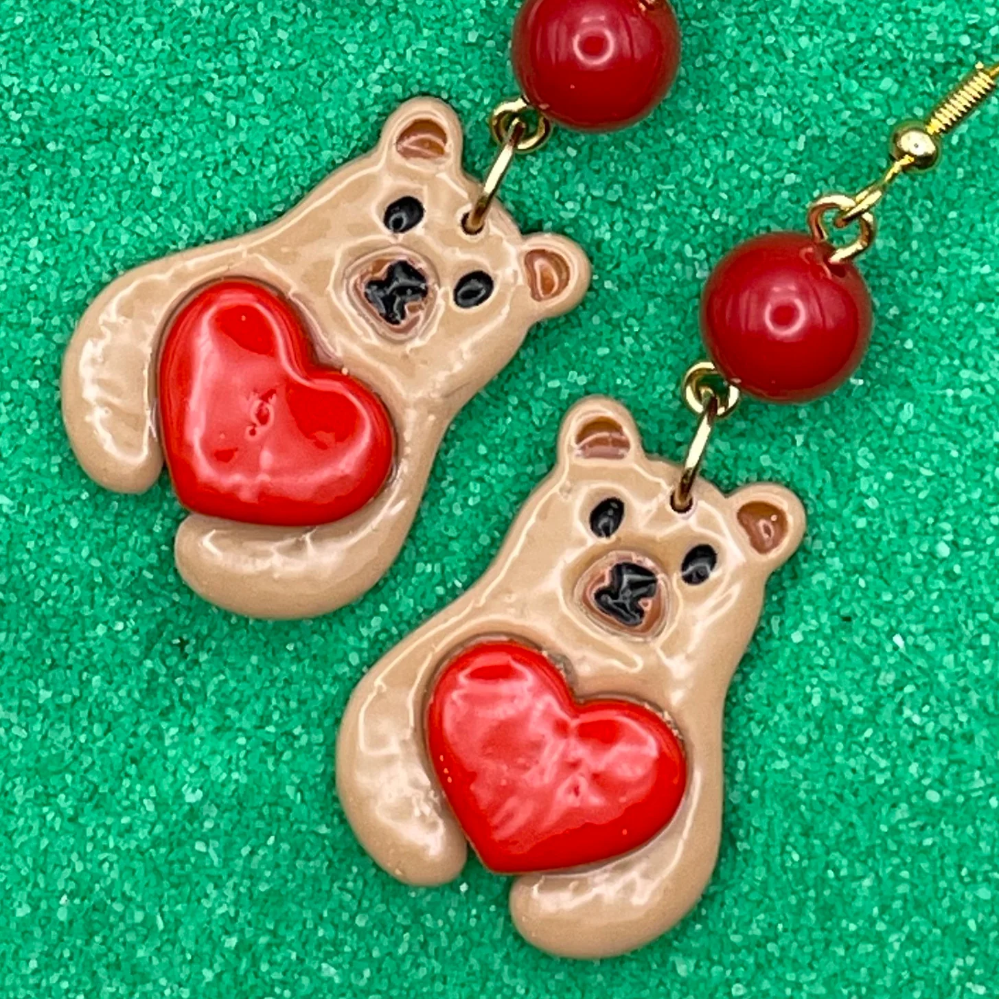 Lovie Bear with Heart Earrings - Image 6