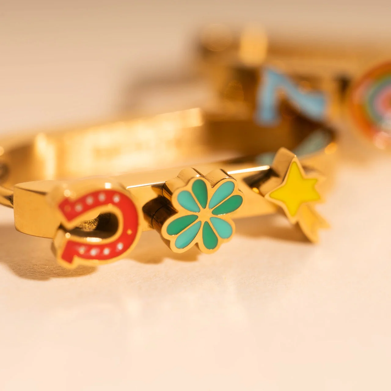Lucky Oblong 3D Huggie Hoop Earrings - Image 2