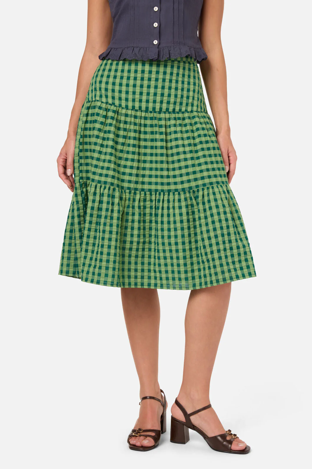 Margot Check Tiered Skirt
