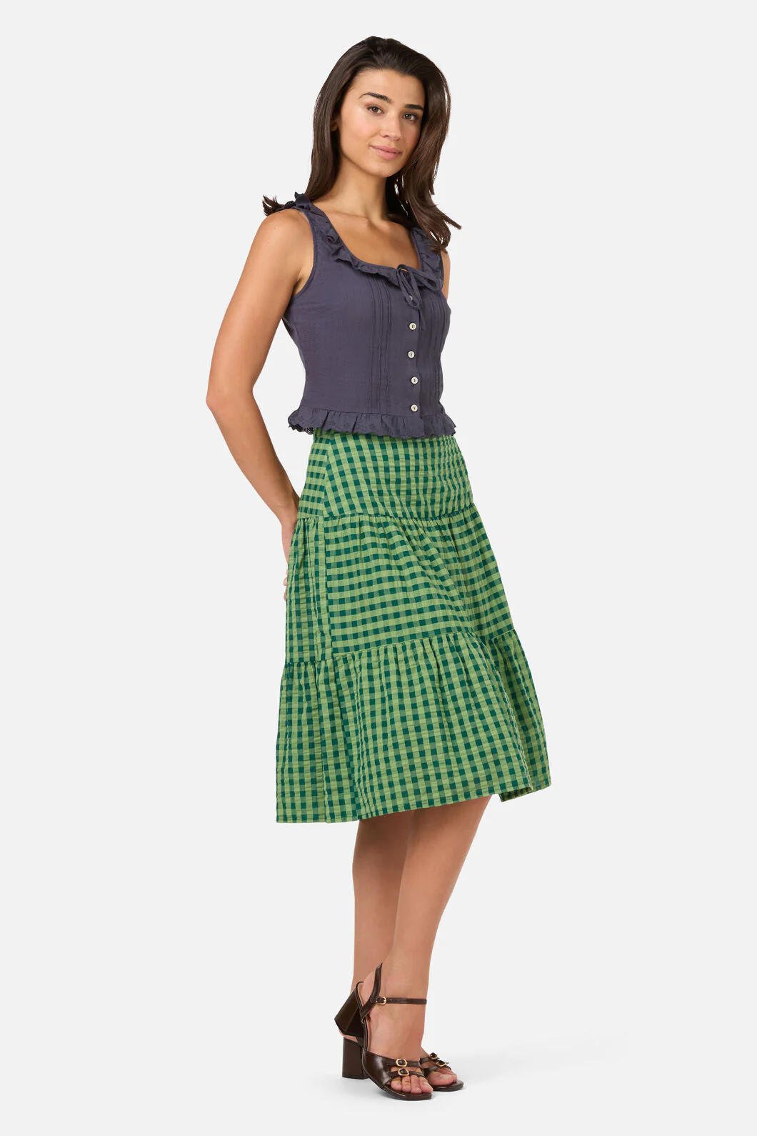 Margot Check Tiered Skirt - Image 4