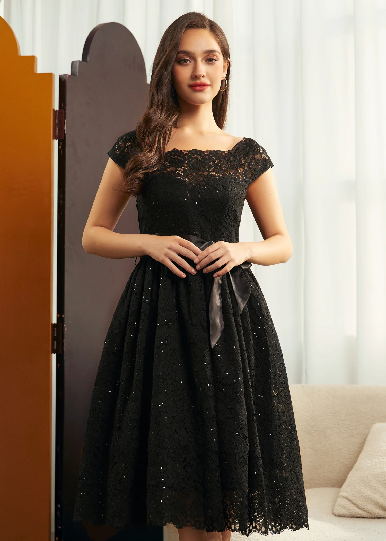 Starry Soirée Lace Dress - Image 6