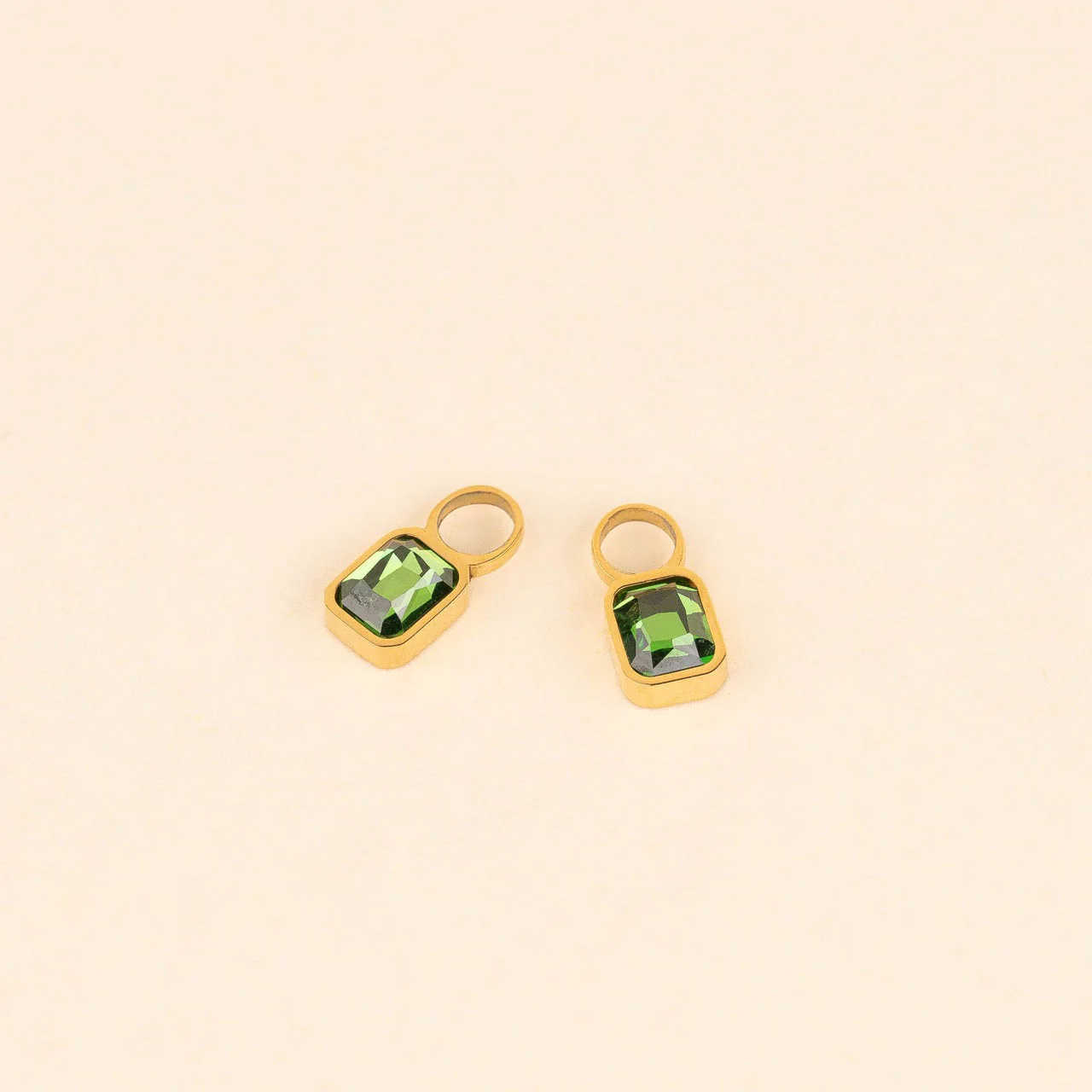 May Birthstone Huggie Hoop Charms