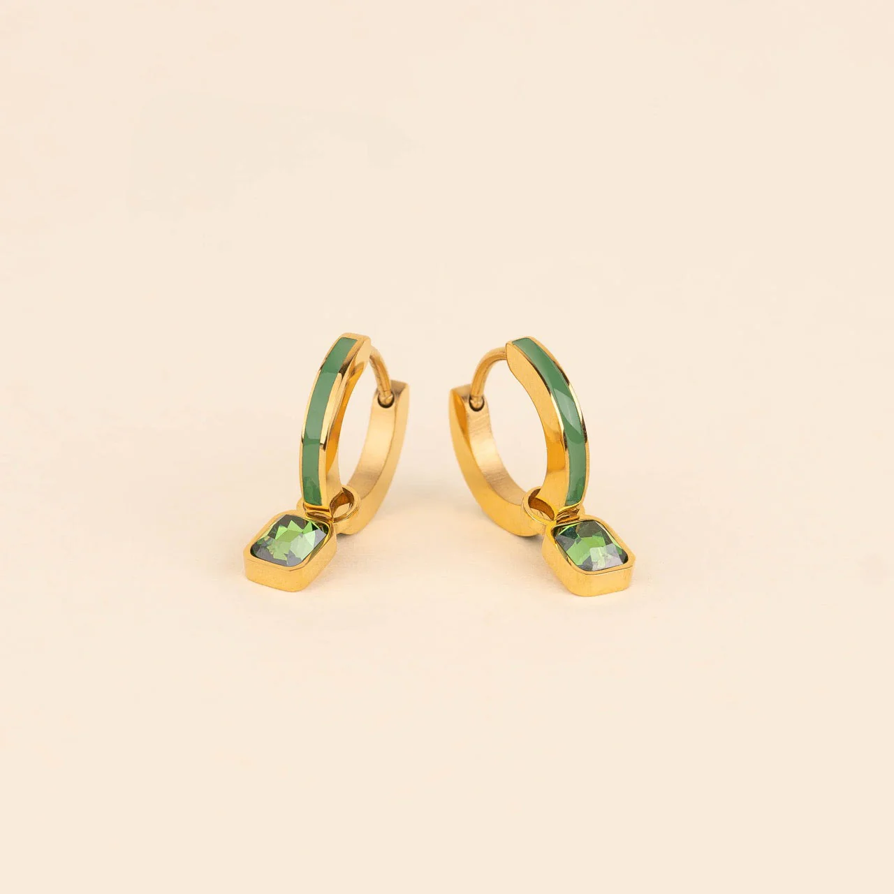 May Birthstone Huggie Hoop Charms - Image 2