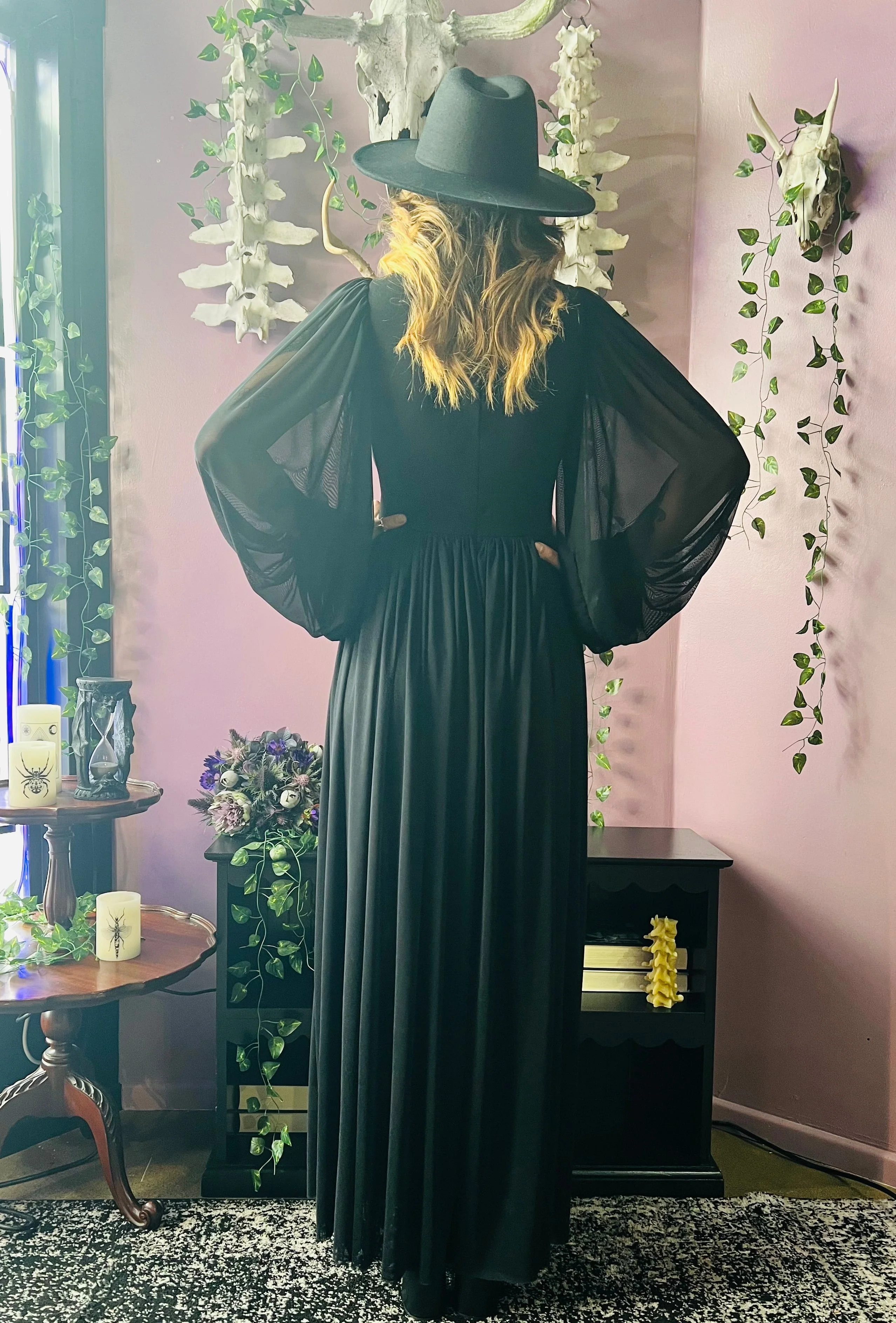 Minerva - Hauntingly Dramatic Mesh Maxi Dress with Built In Shorts - Image 13