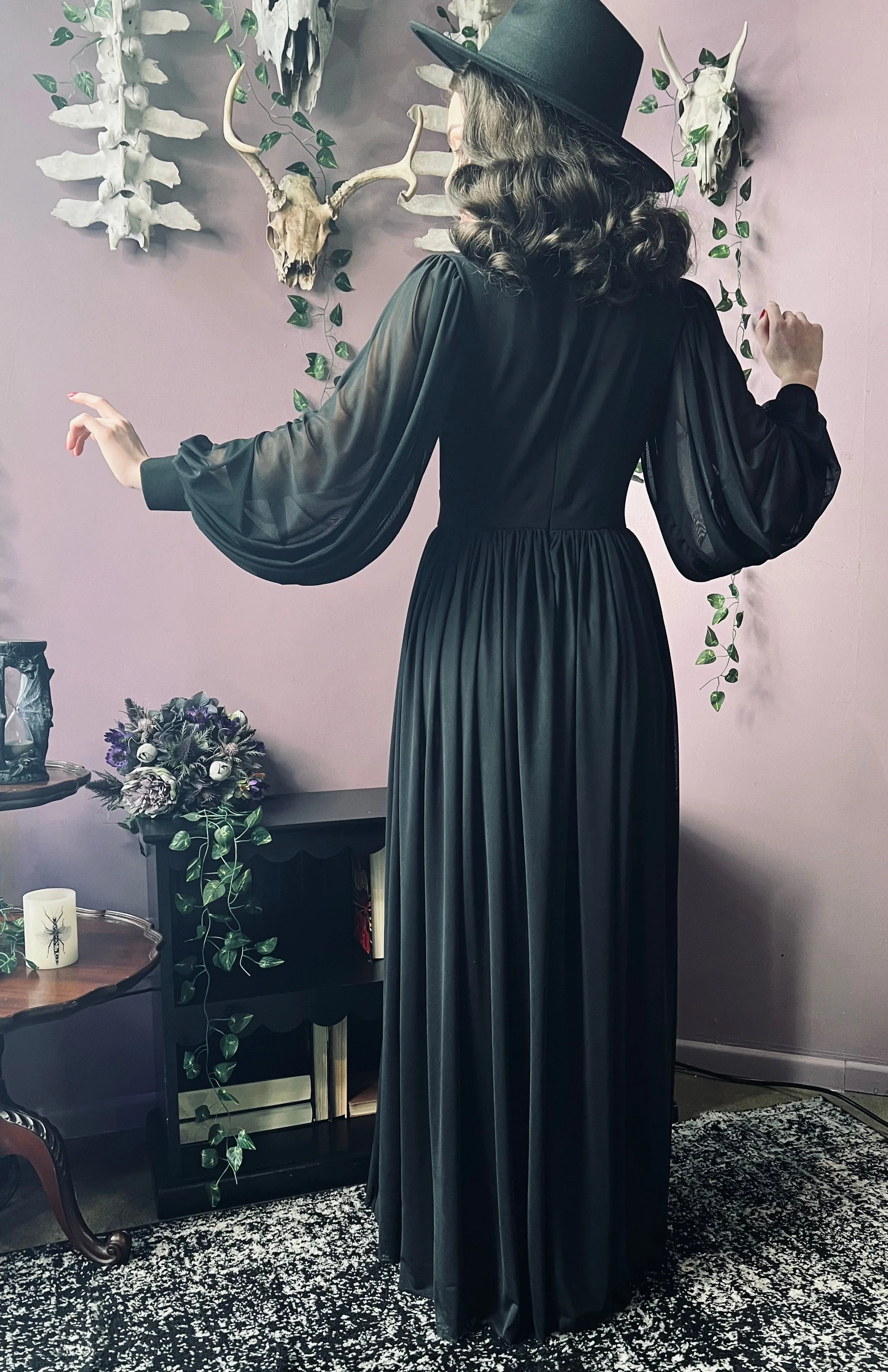 Minerva - Hauntingly Dramatic Mesh Maxi Dress with Built In Shorts - Image 14