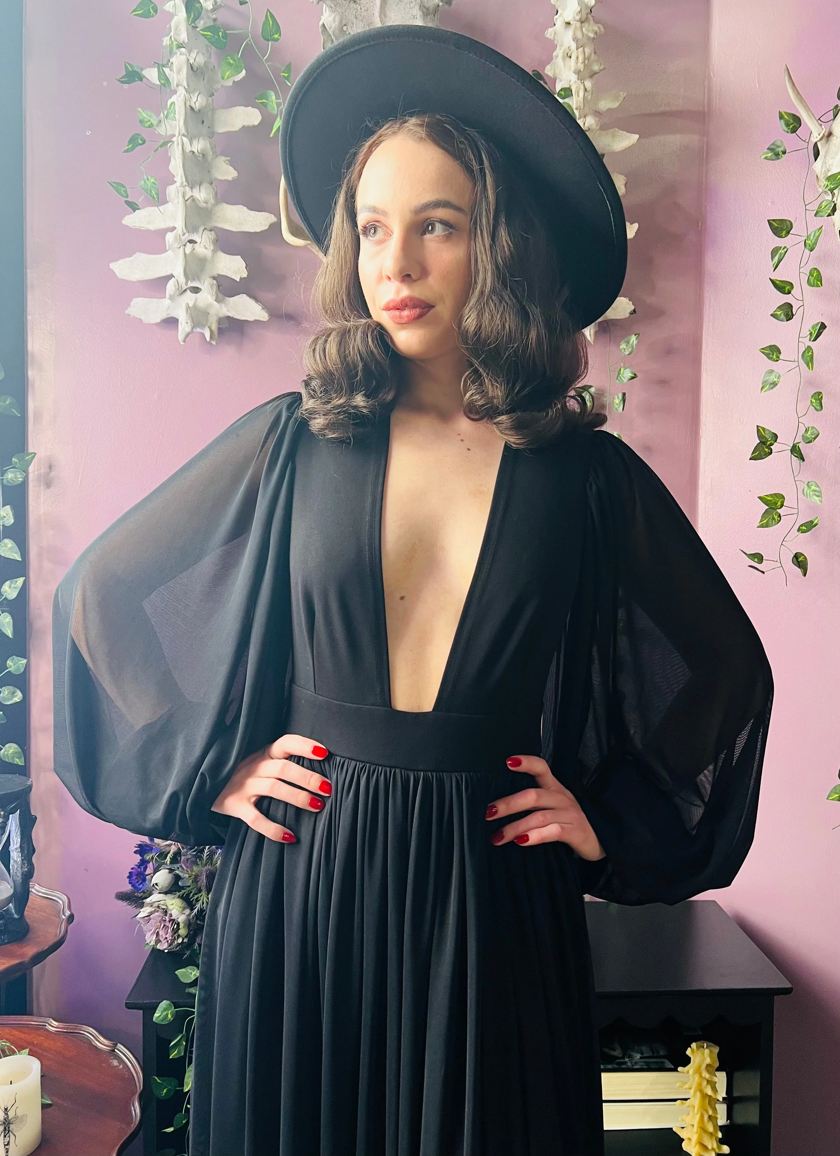 Minerva - Hauntingly Dramatic Mesh Maxi Dress with Built In Shorts - Image 6