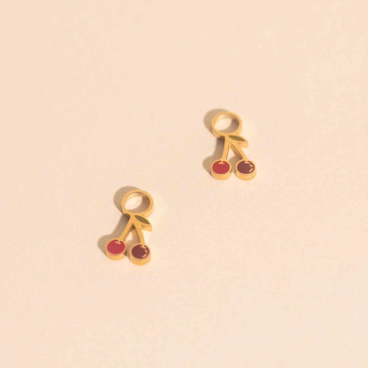 Mini Cherry Huggie Hoop Charms - Image 3