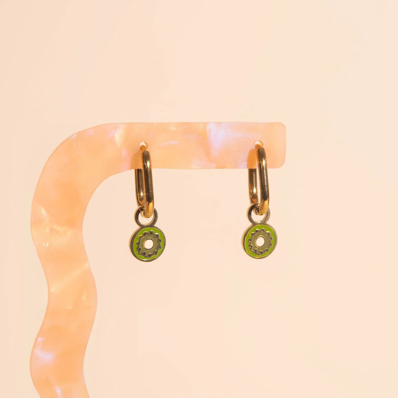 Mini Kiwi Huggie Hoop Charms - Image 3