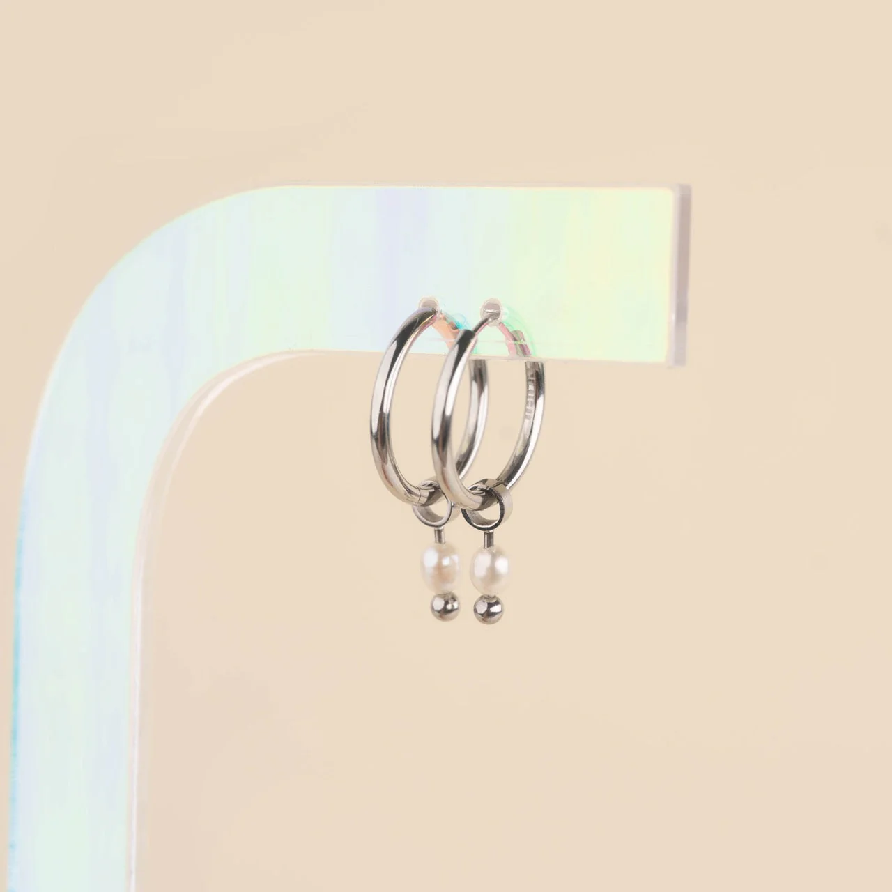 Mini Natural Pearl Huggie Hoop Charms - Image 6