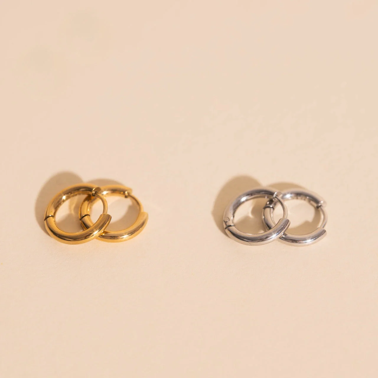 Mini Rounded Huggie Hoop Earrings - Image 6