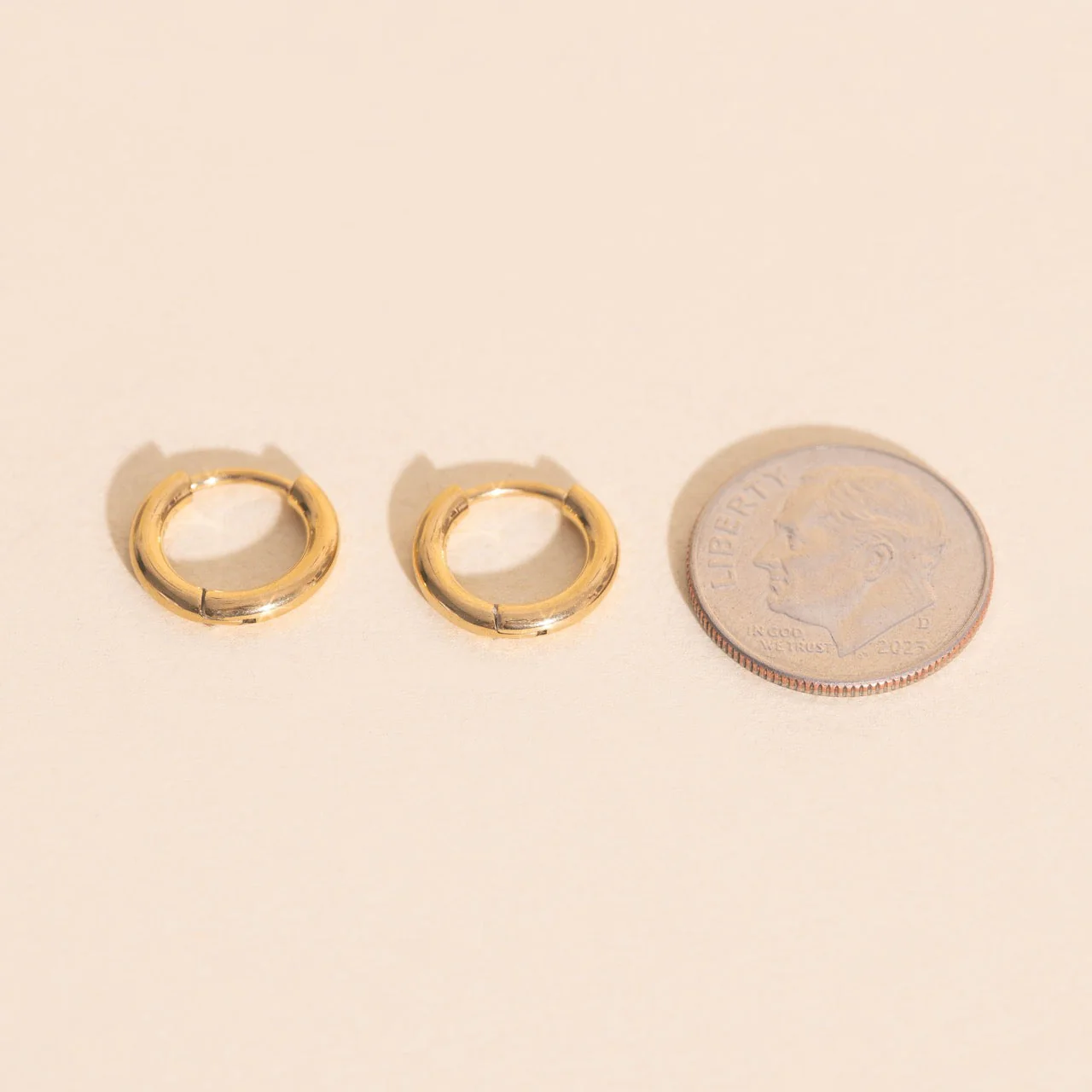 Mini Rounded Huggie Hoop Earrings - Image 8