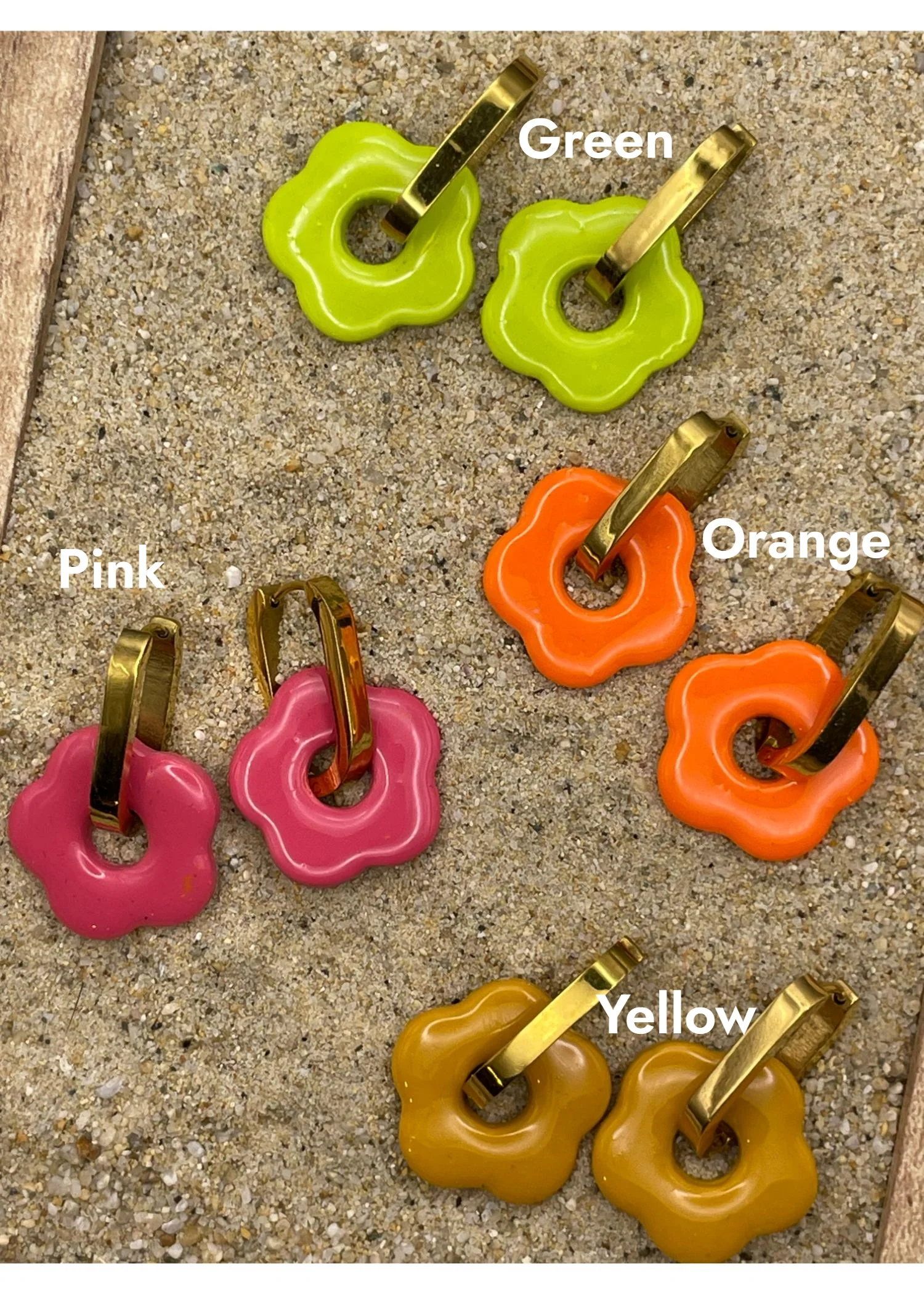 Mod Flower Huggie Hoop Earrings - Image 3