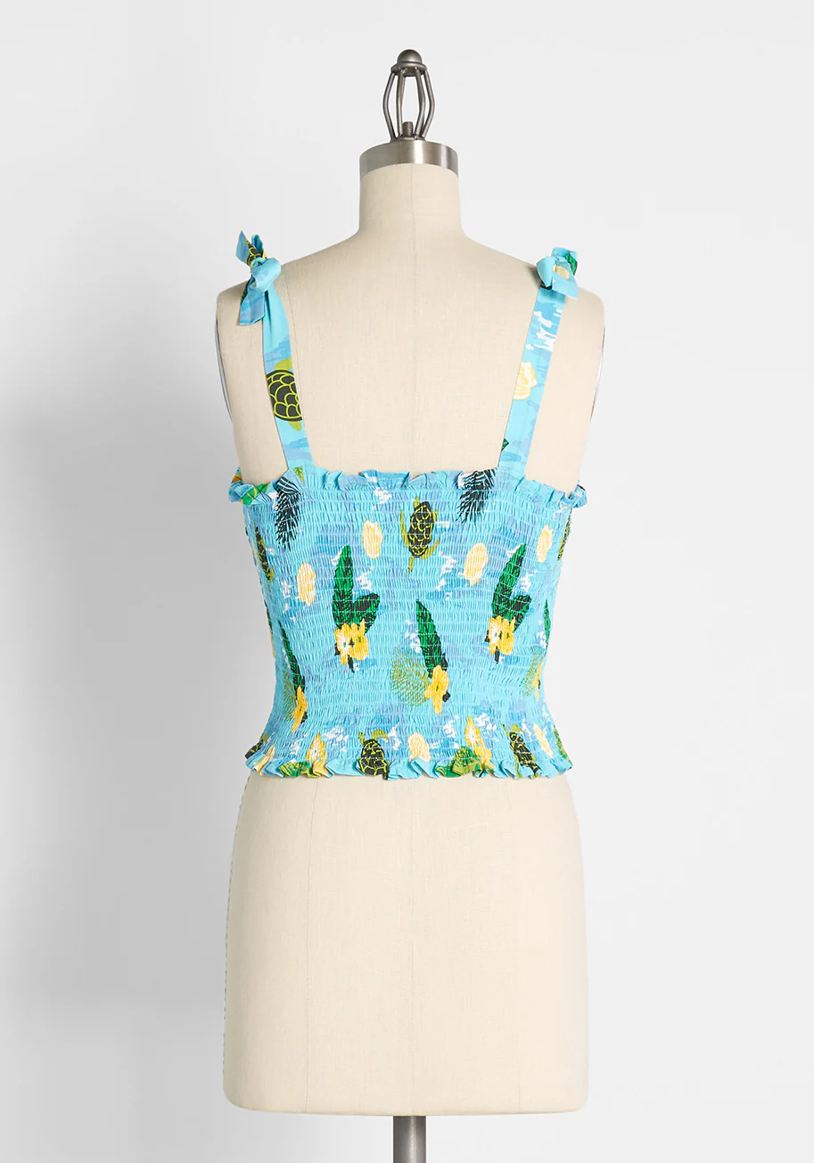 ModCloth x Collectif Sea Turtle Soiree Smocked Tank Top (Final Sale) - Image 2