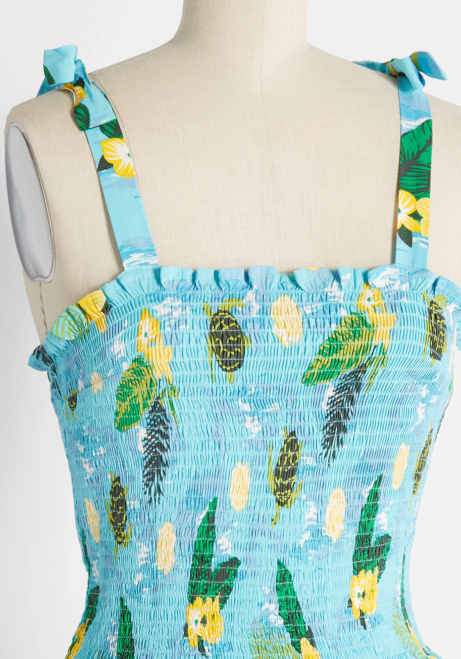 ModCloth x Collectif Sea Turtle Soiree Smocked Tank Top (Final Sale) - Image 3
