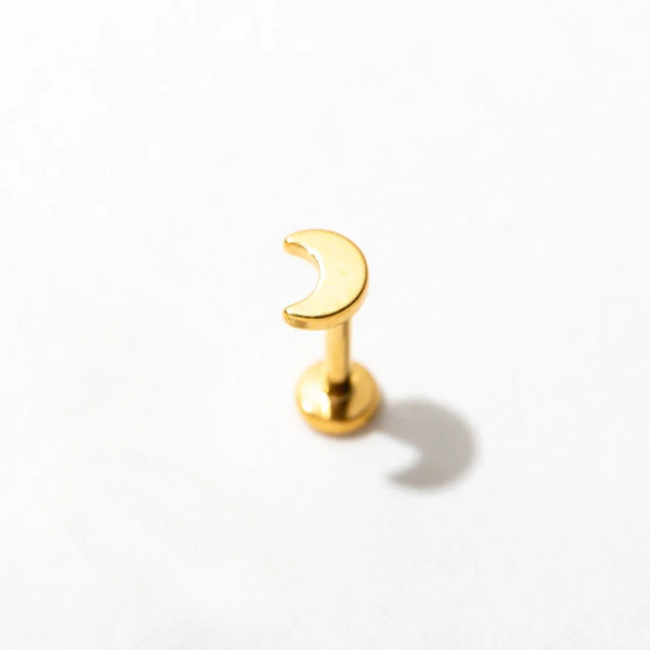 Tiny Moon Flat Back Stud Earrings - Image 6