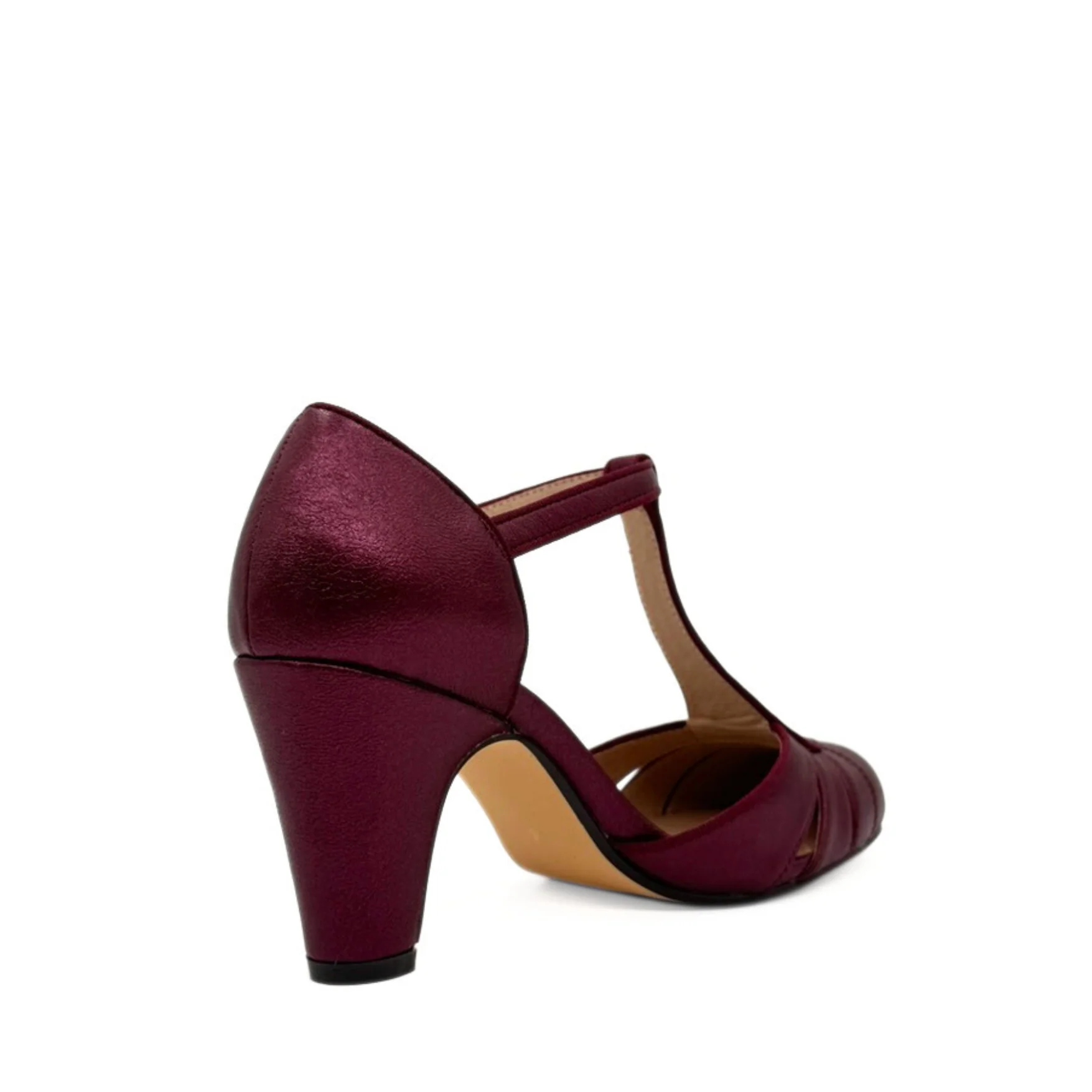 Mulberry Metallic T-Strap Heels - Image 10