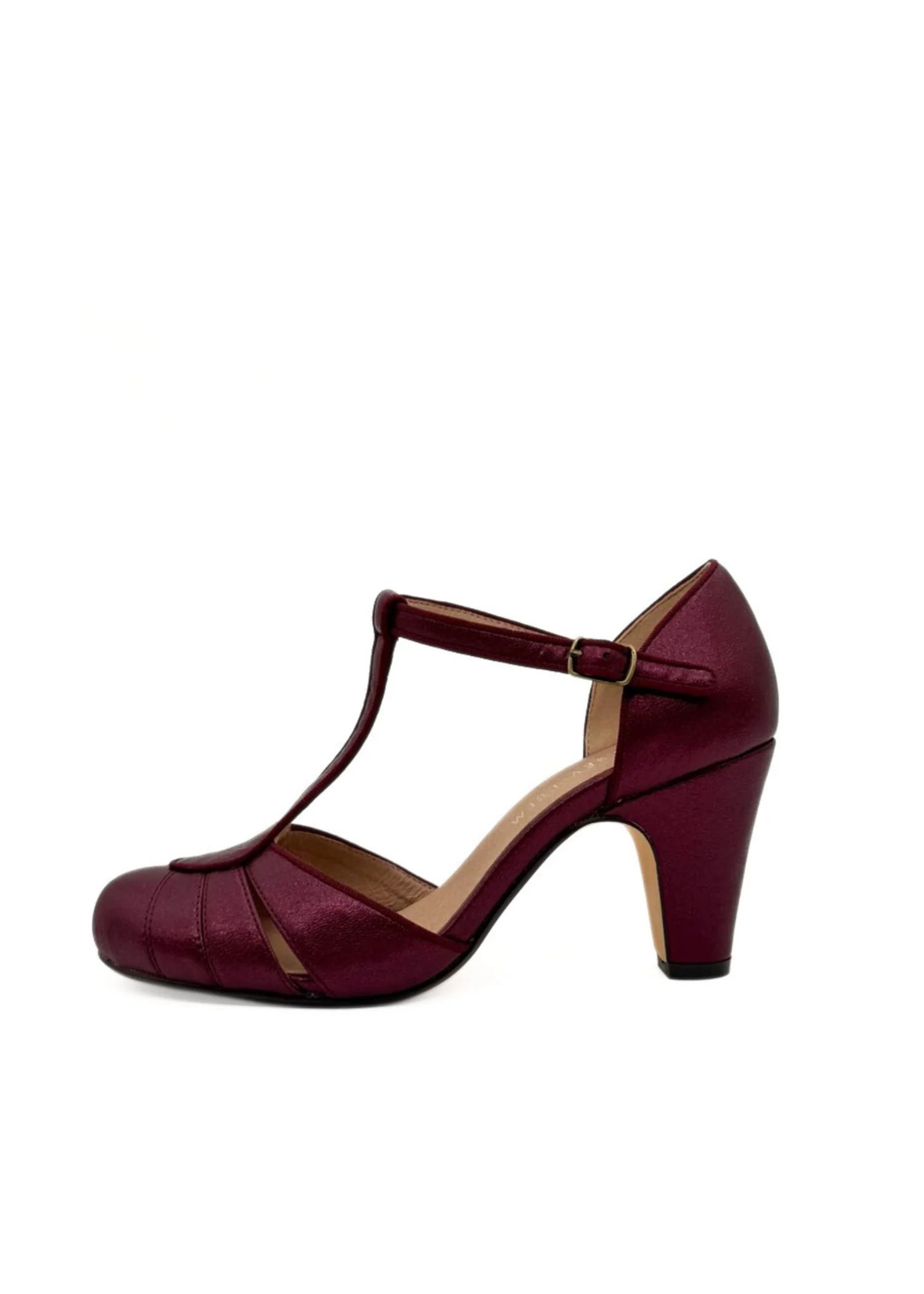 Mulberry Metallic T-Strap Heels - Image 2