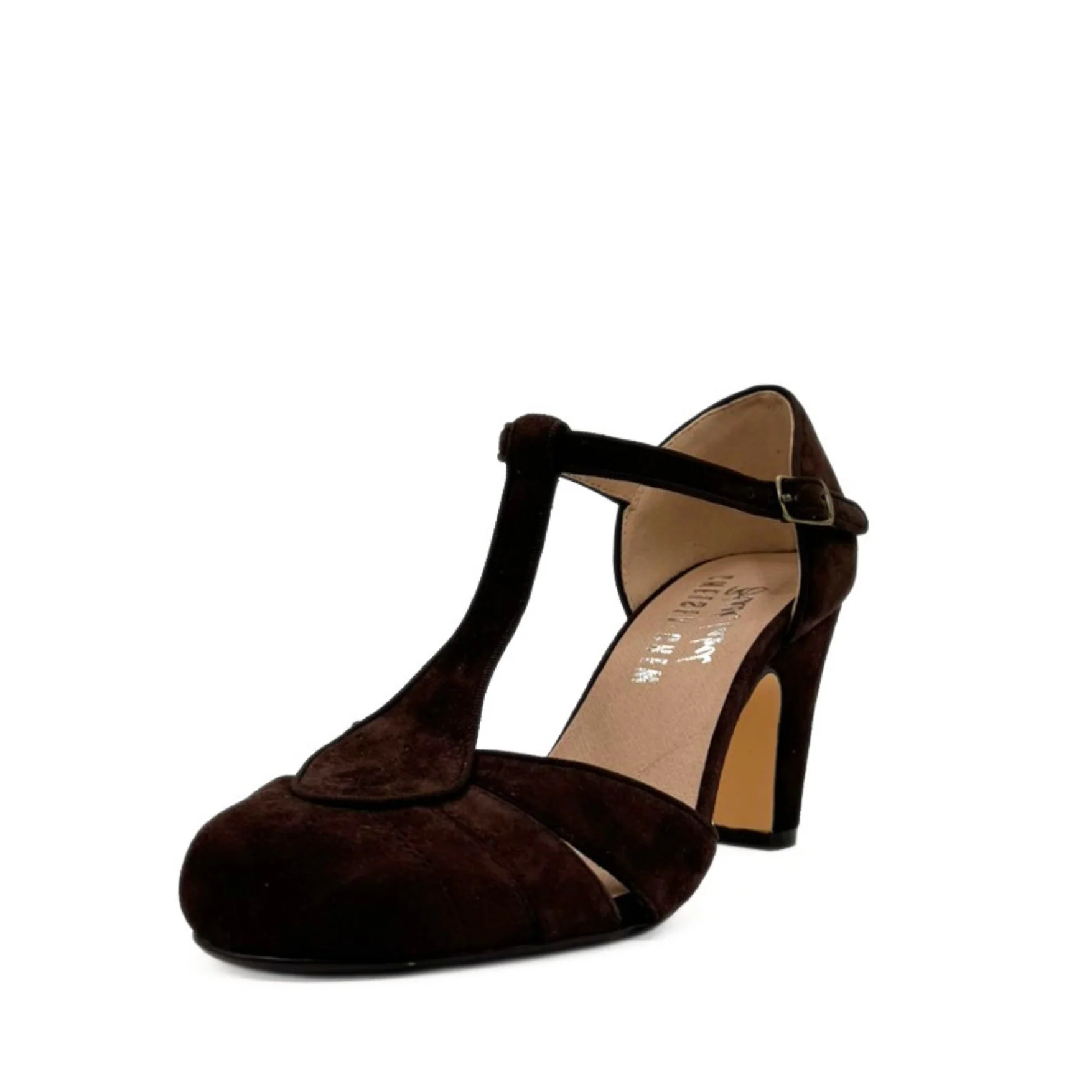 Mulberry Suede T-Strap Heels - Image 5