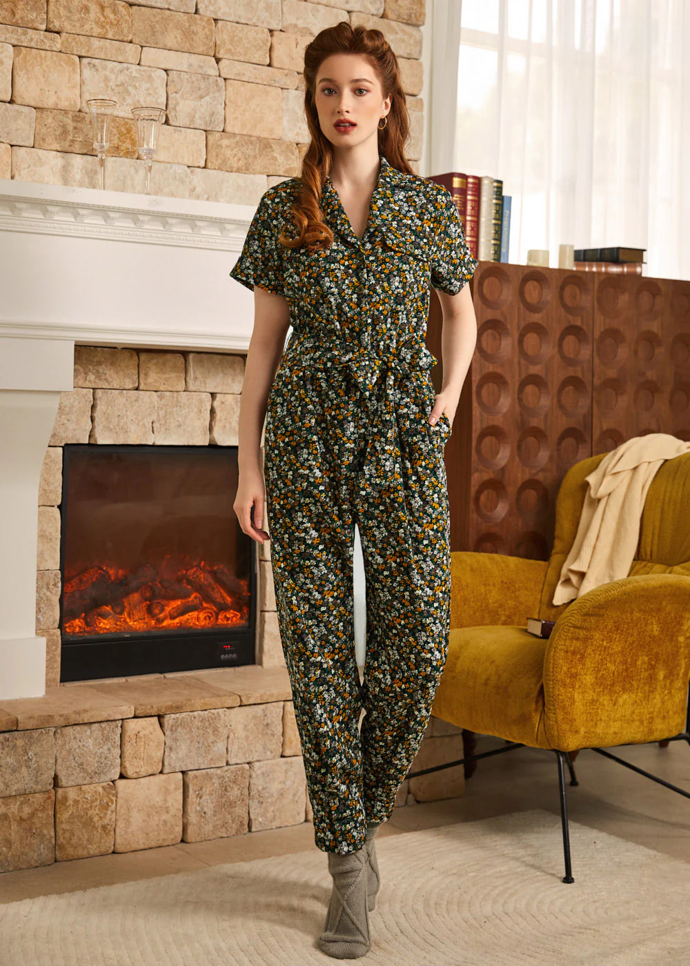 Mushroom About Town Jumpsuit - Ditsy Floral Edition - Image 3