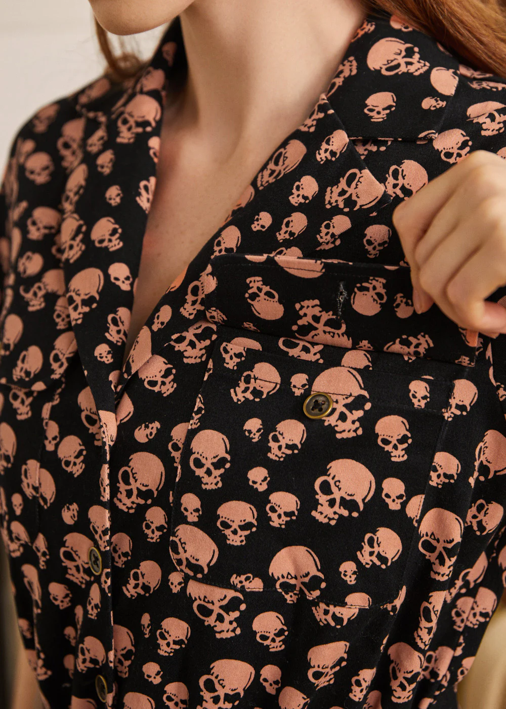 Mushroom About Town Jumpsuit - Peachy Skulls Edition - Image 5