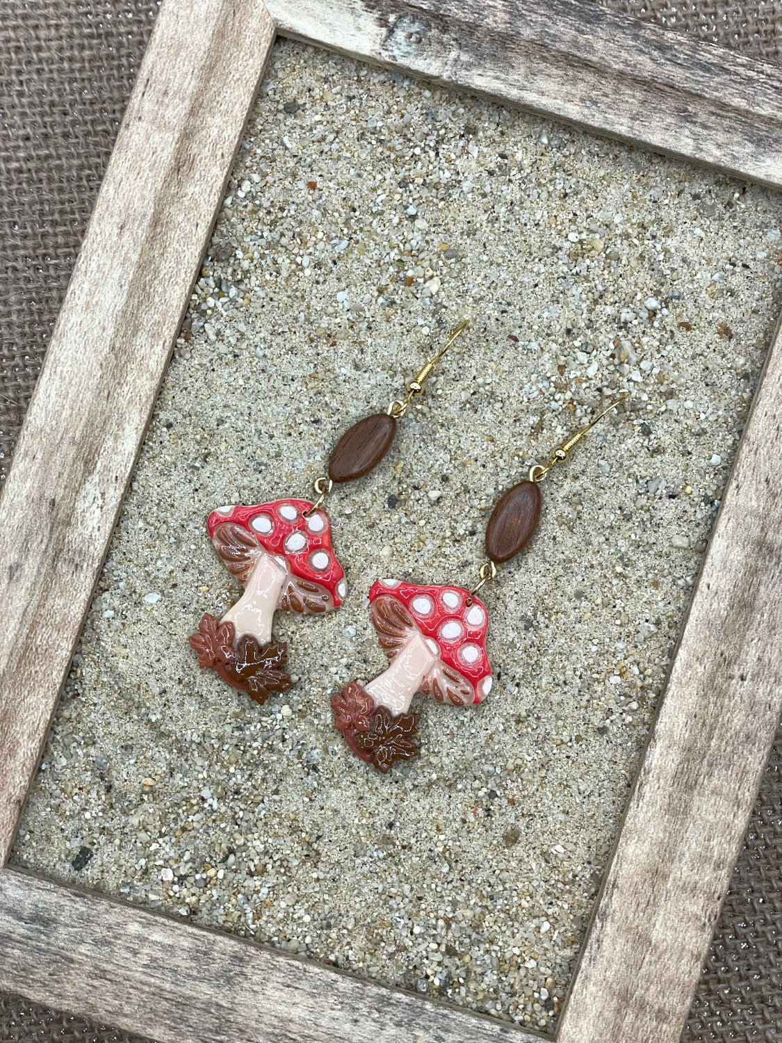 Mushrooms with Fall Leaves Earrings - Image 3