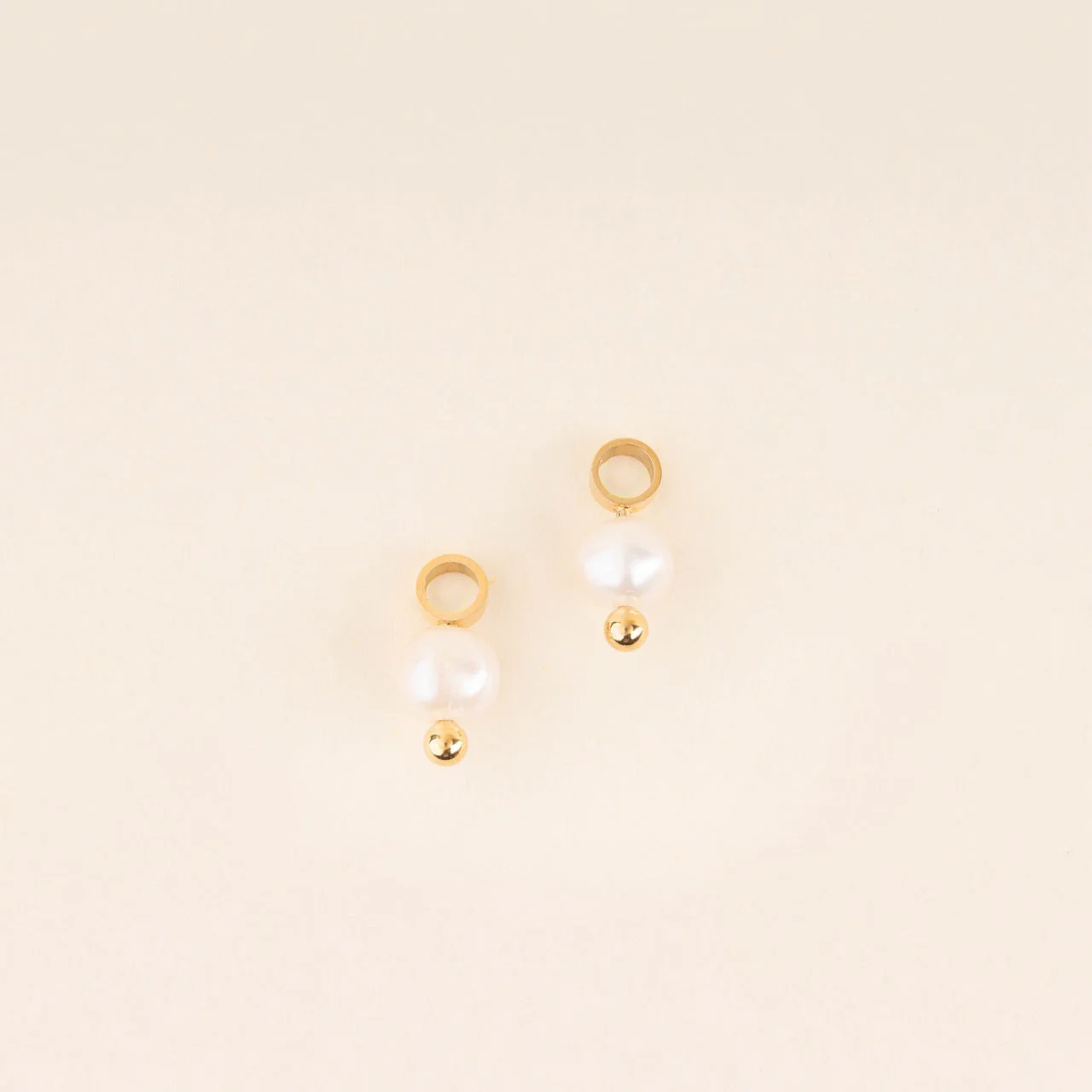 Natural Pearl Huggie Hoop Charms