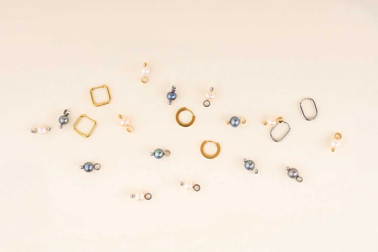 Natural Pearl Huggie Hoop Charms - Image 11