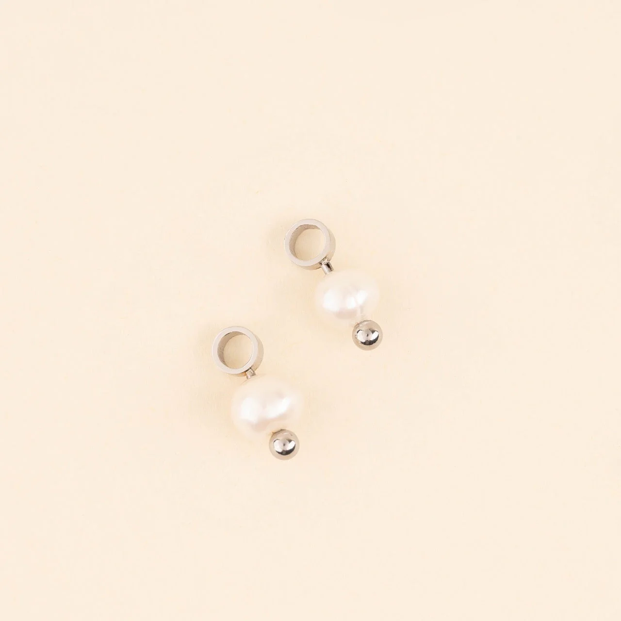 Natural Pearl Huggie Hoop Charms - Image 12