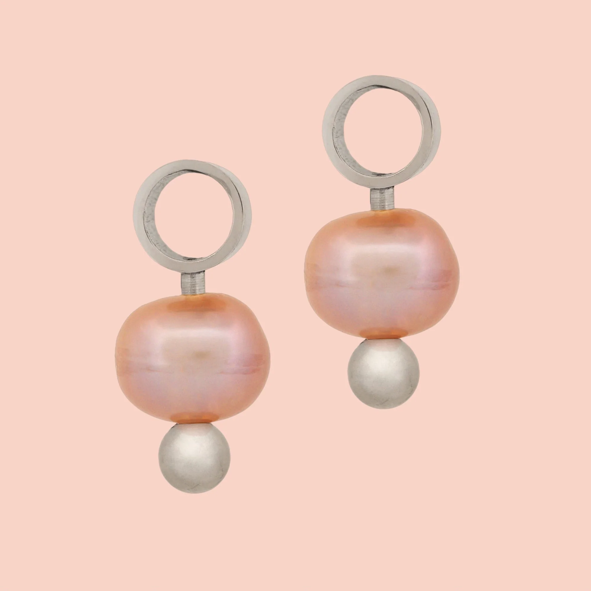 Natural Pearl Huggie Hoop Charms - Image 3