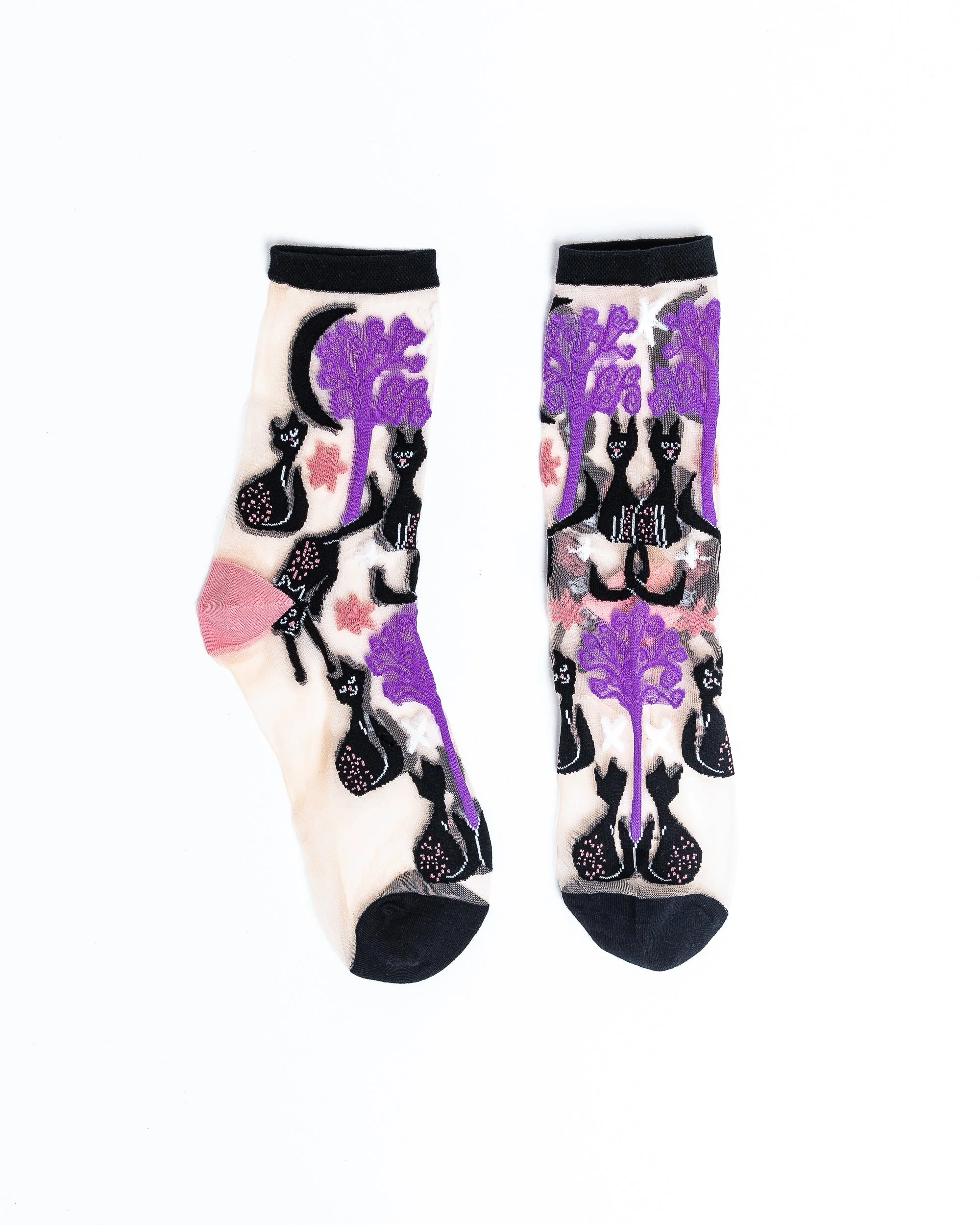Nocturnal Cats Sheer Crew Sock - Image 2
