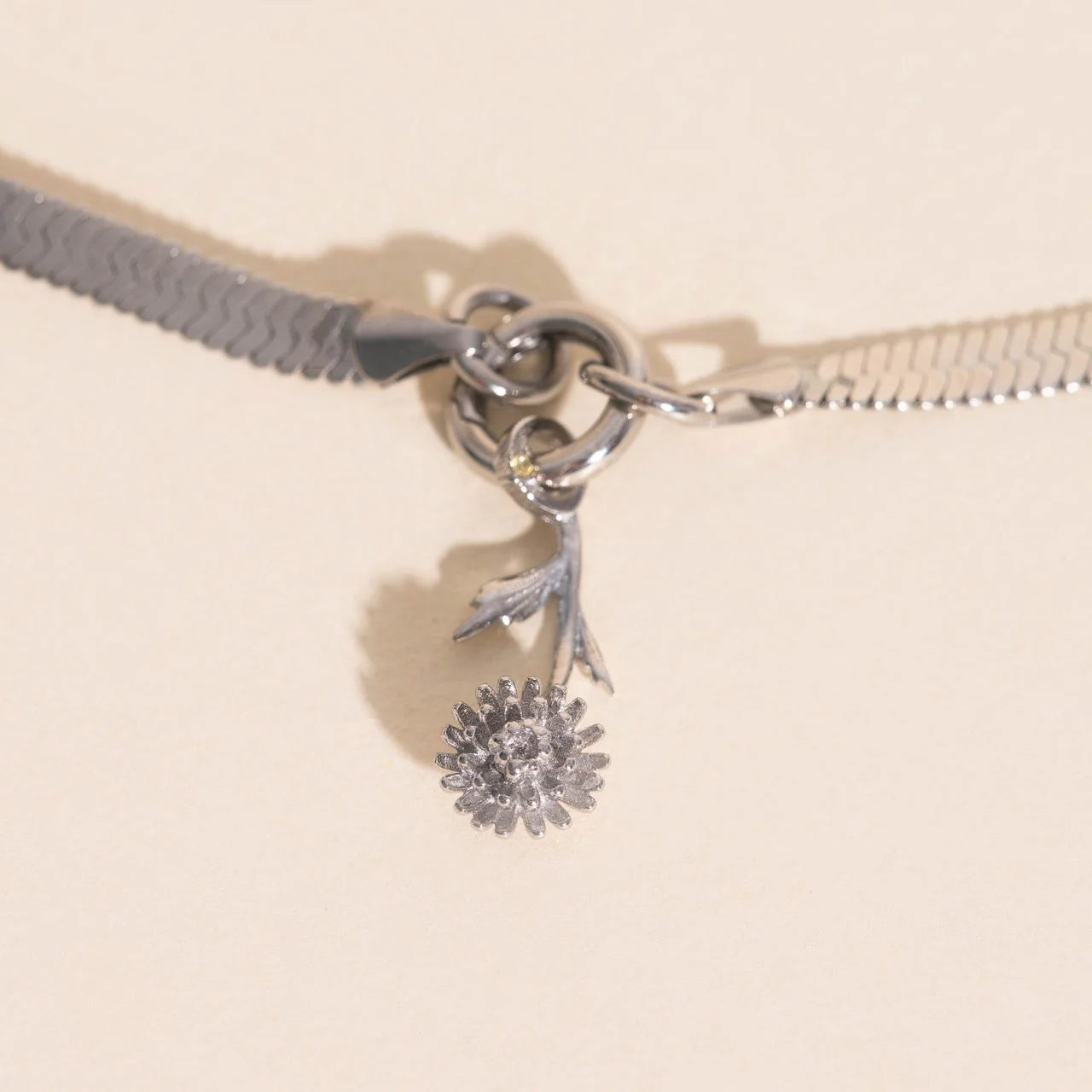 November Chrysanthemum Birth Flower Necklace Charm - Image 2