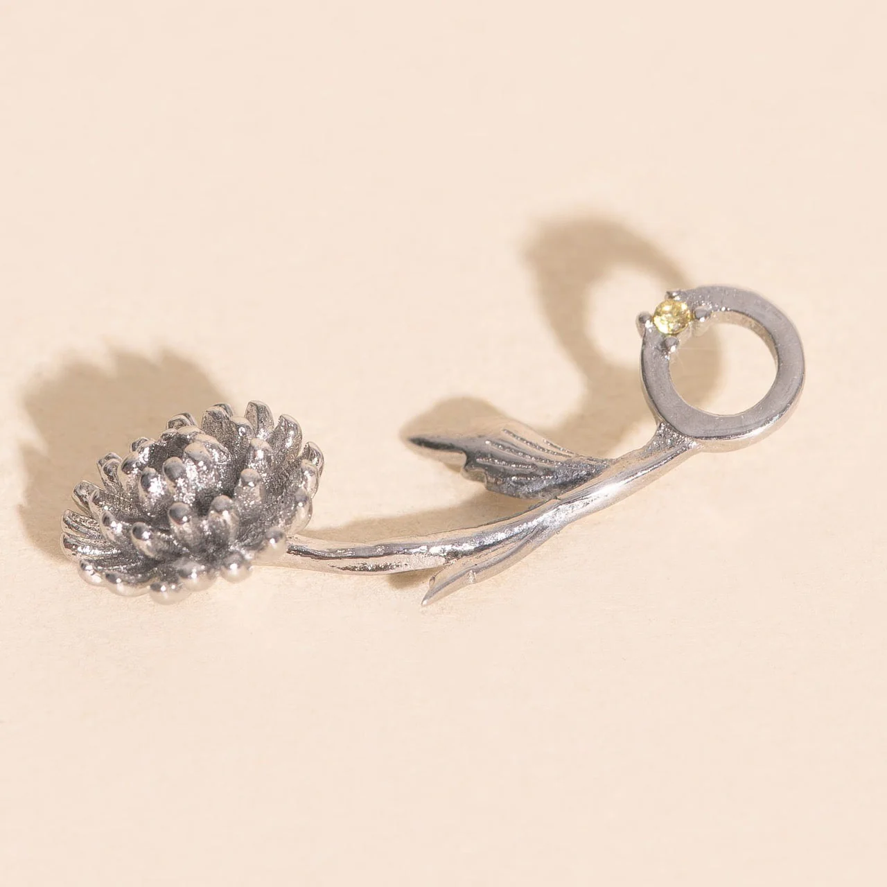 November Chrysanthemum Birth Flower Necklace Charm - Image 4