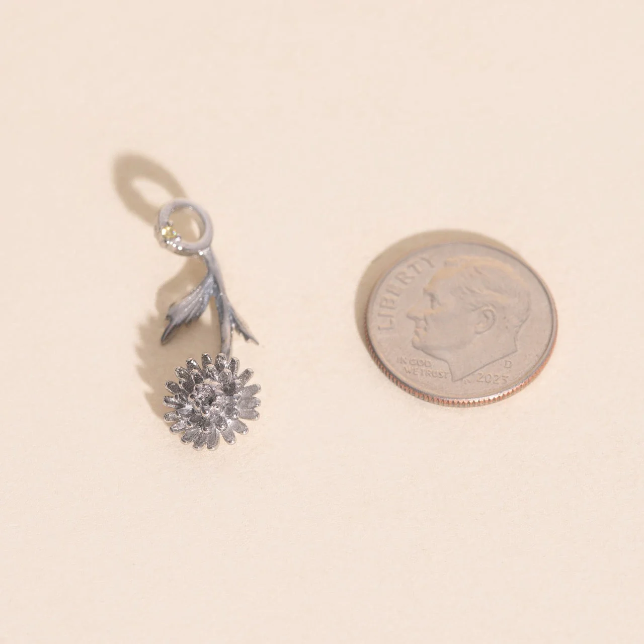 November Chrysanthemum Birth Flower Necklace Charm - Image 5