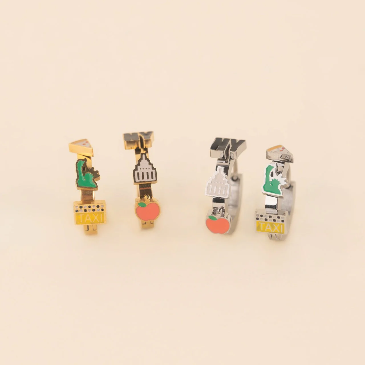 NYC 3D Huggie Hoop Earrings - Image 5