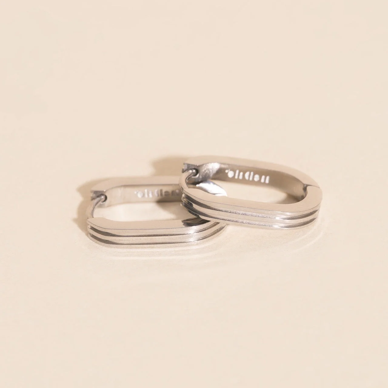 Oblong Line Huggie Hoop Earrings - Image 7