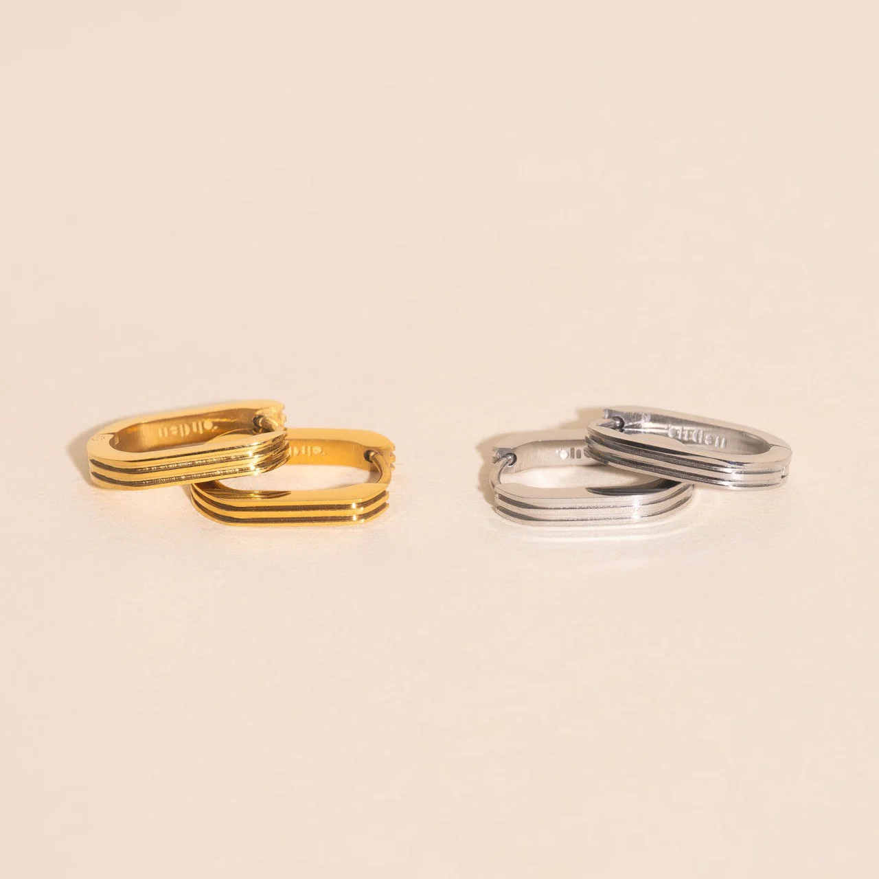 Oblong Line Huggie Hoop Earrings - Image 9