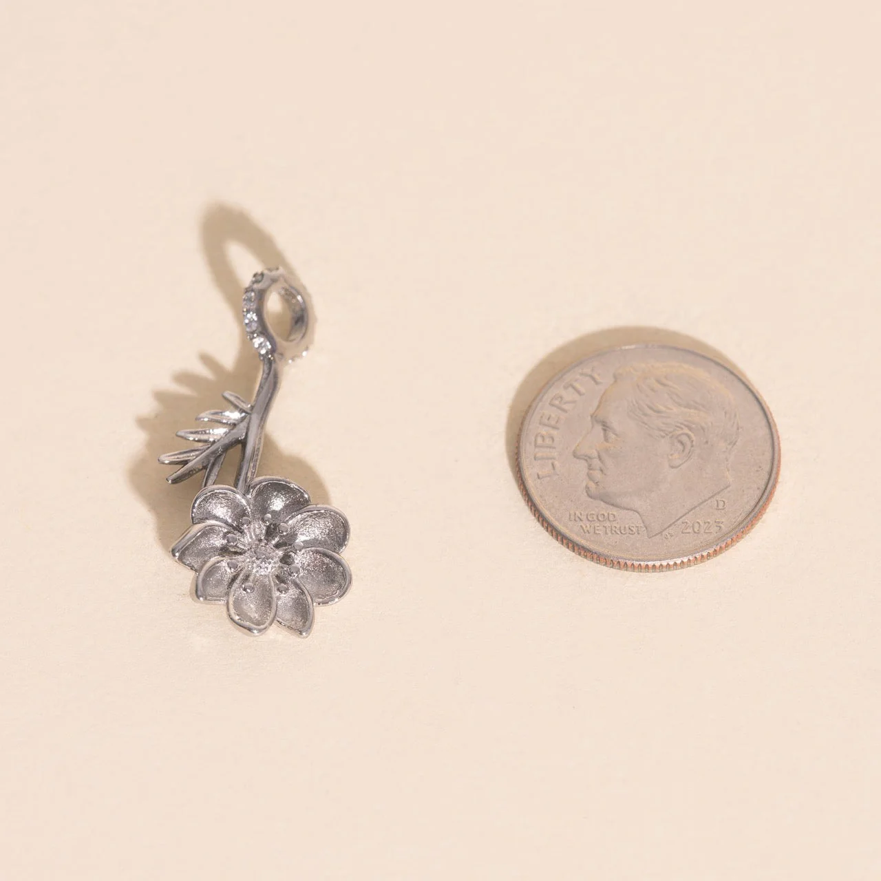 October Cosmos Birth Flower Necklace Charm - Image 9