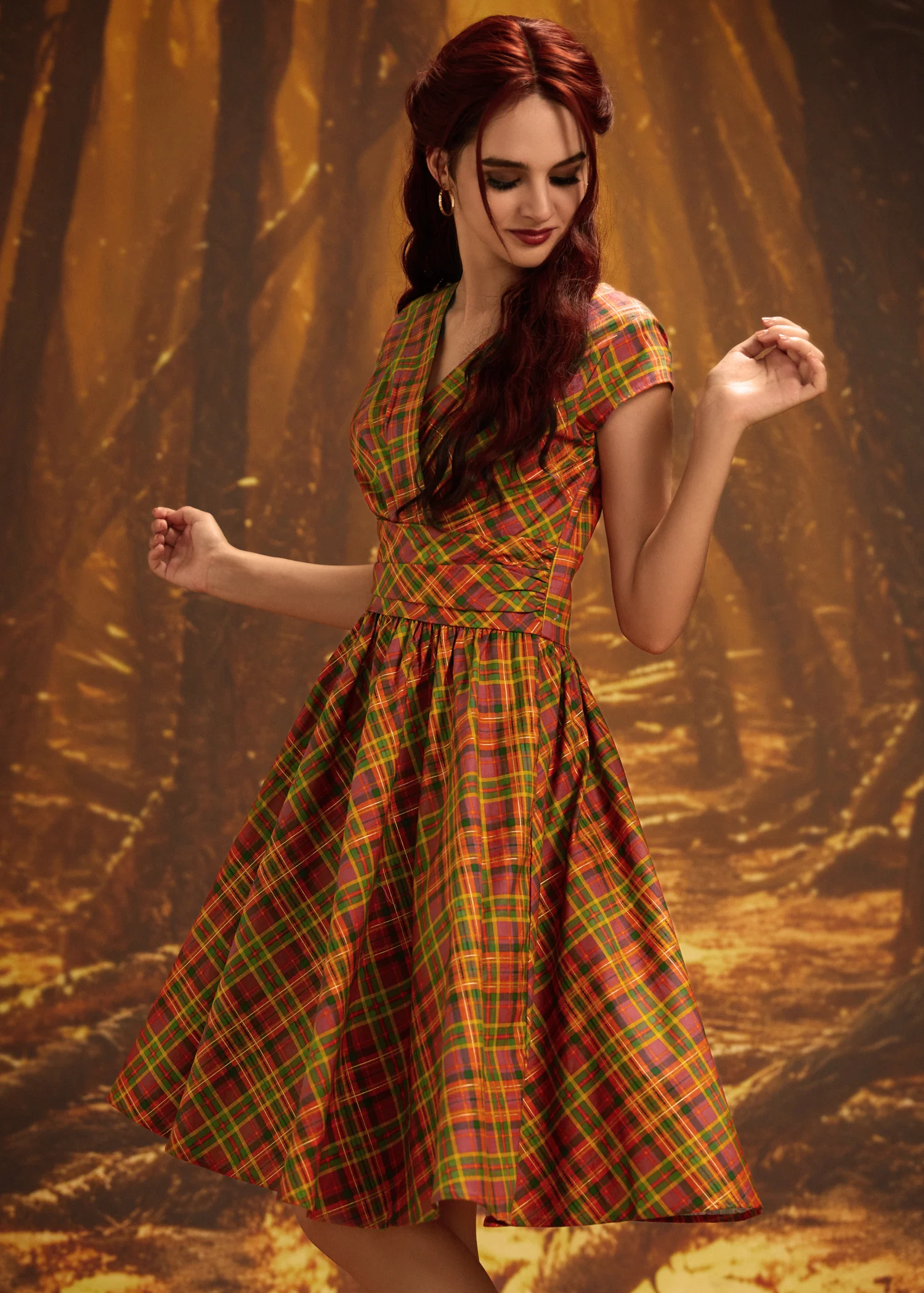 Orange Plaid Greta Dress - Image 10