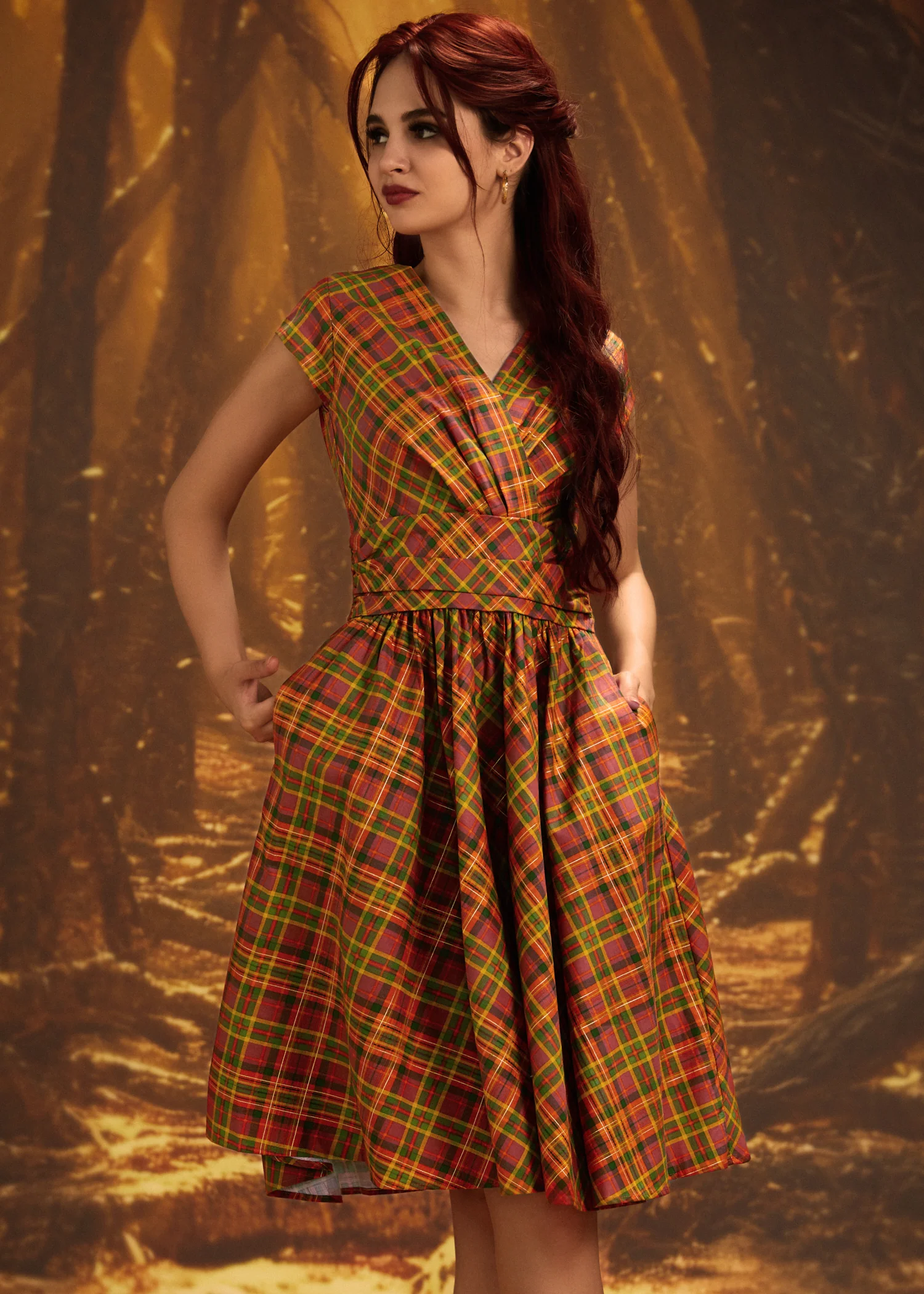 Orange Plaid Greta Dress - Image 3