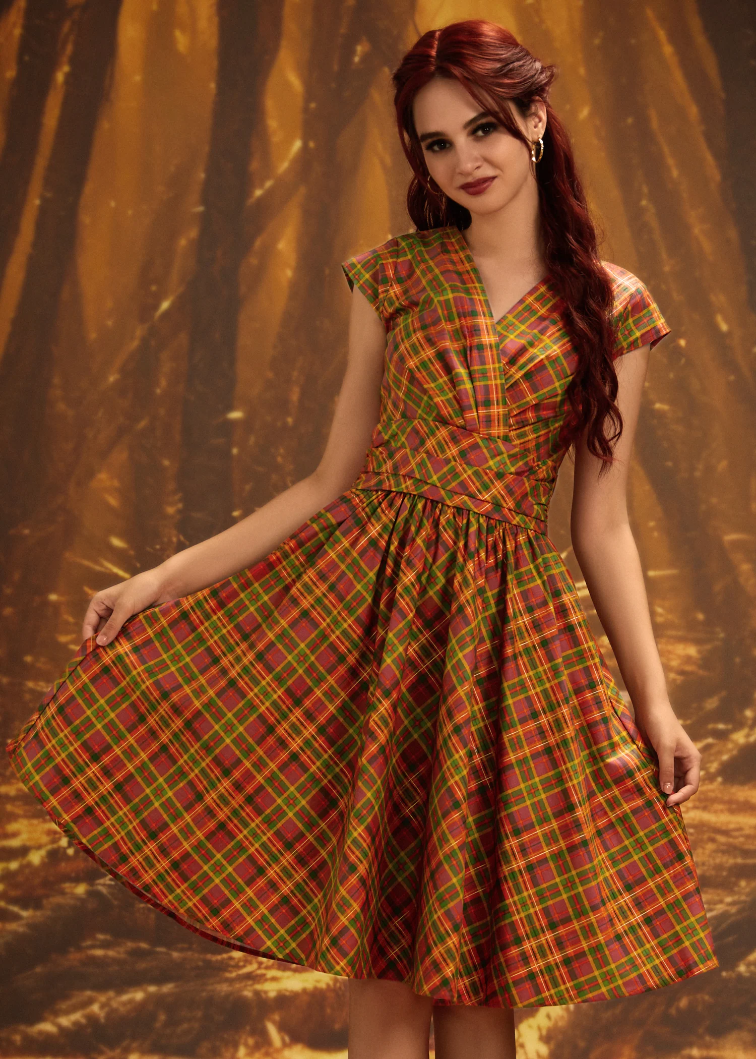 Orange Plaid Greta Dress - Image 4